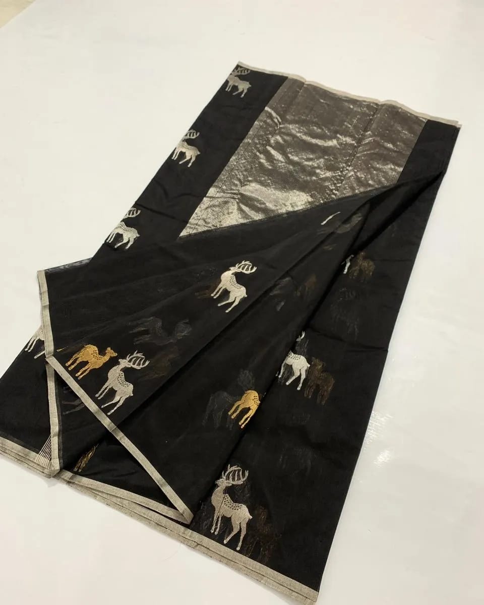 Black Chanderi Pattu