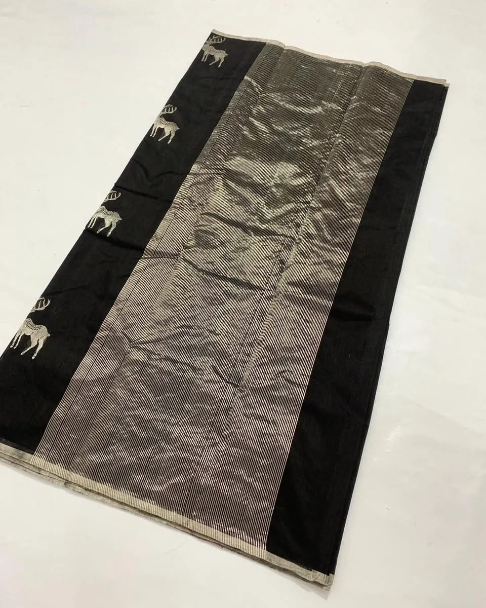 Black Chanderi Pattu