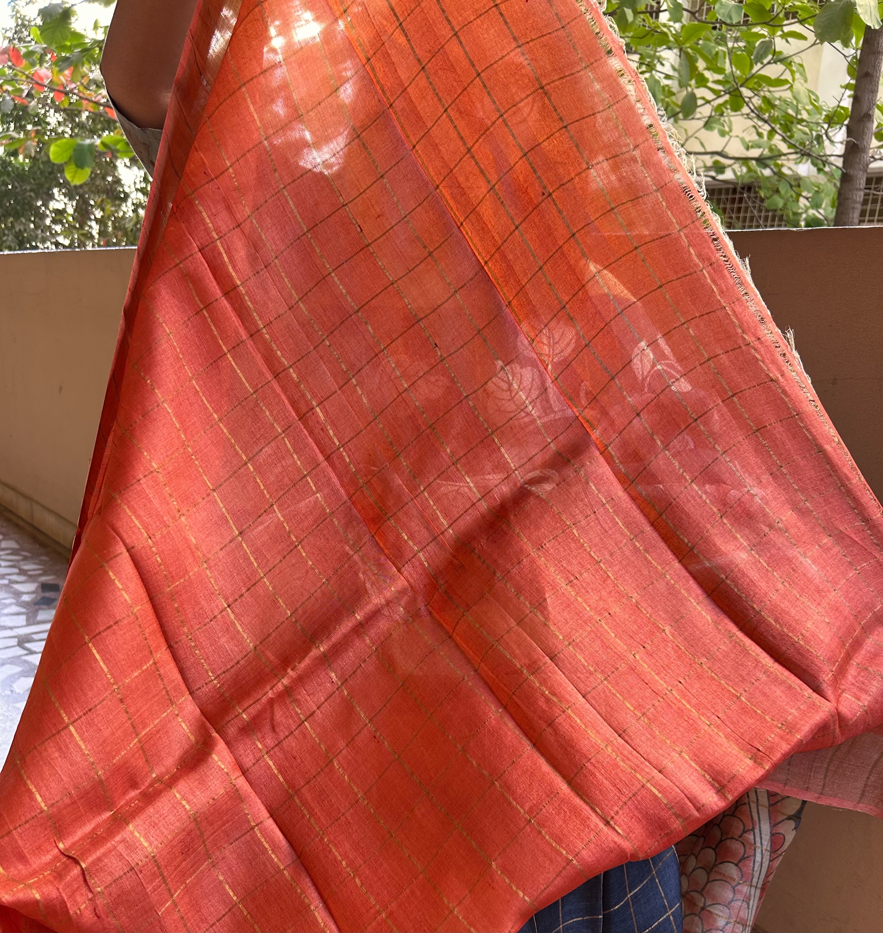 Black Pure Tussar silk saree