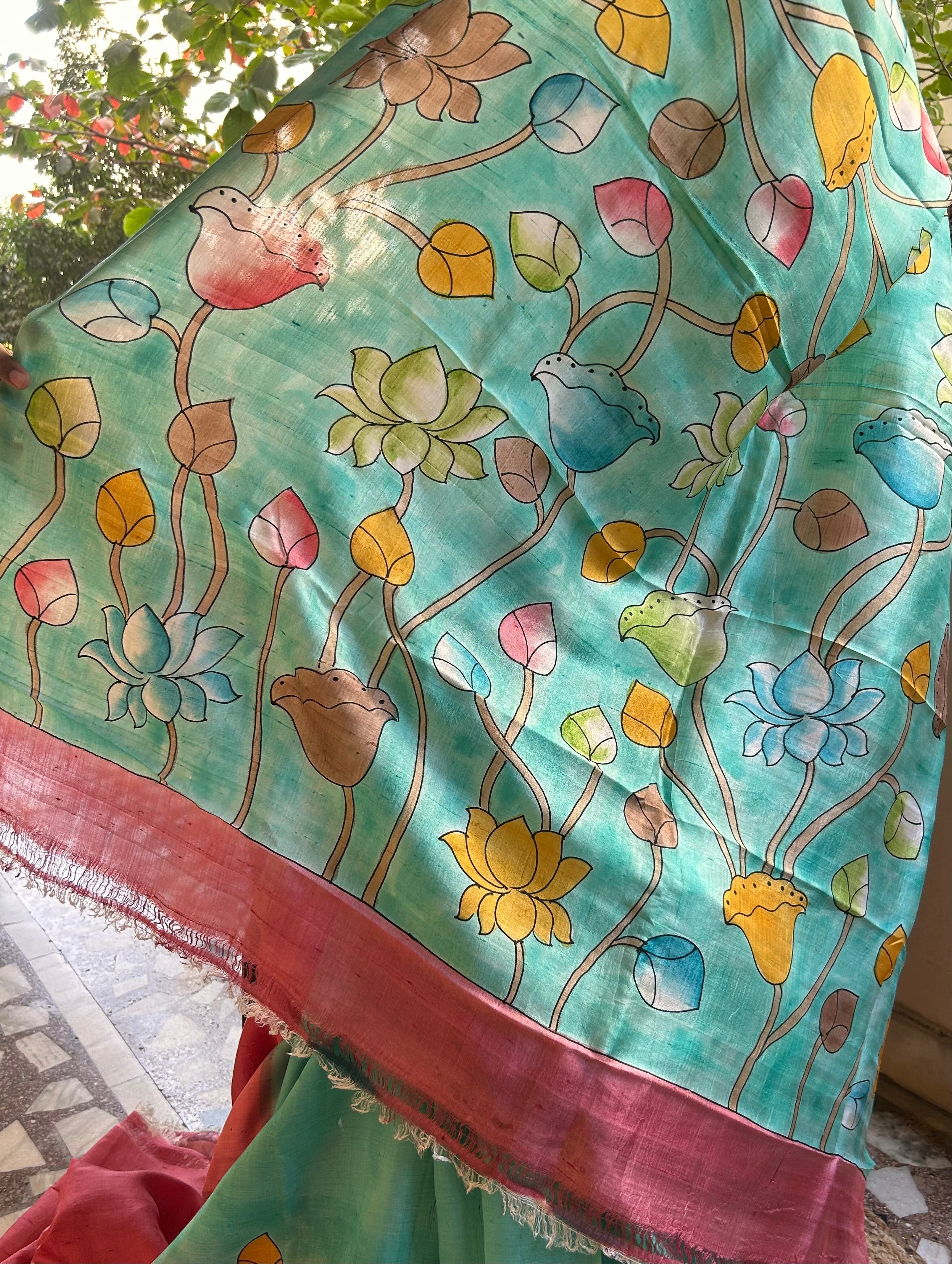 Pastel Green Bishapuri Silk Saree