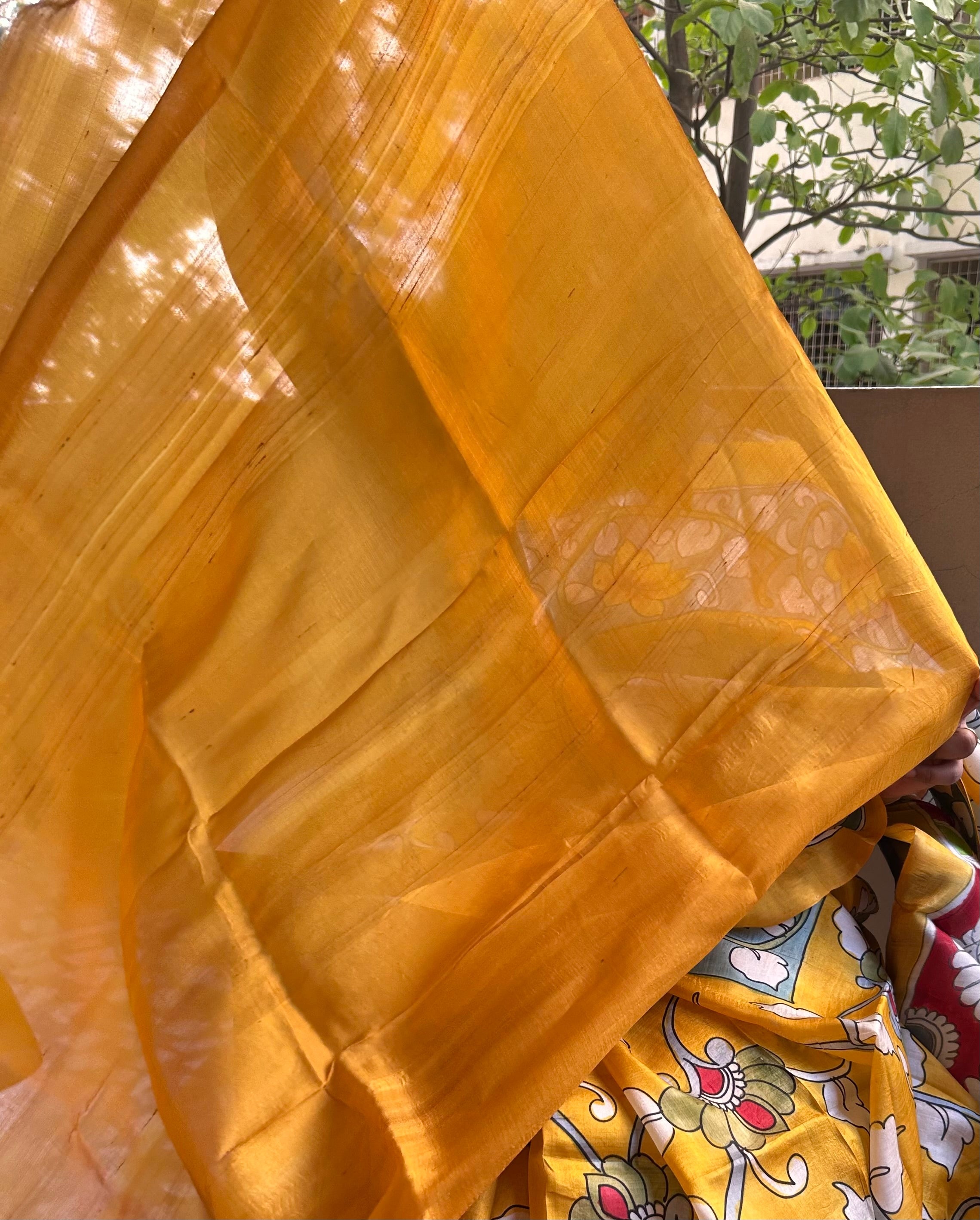 Mustard Pure Bishanpuri Silk Saree