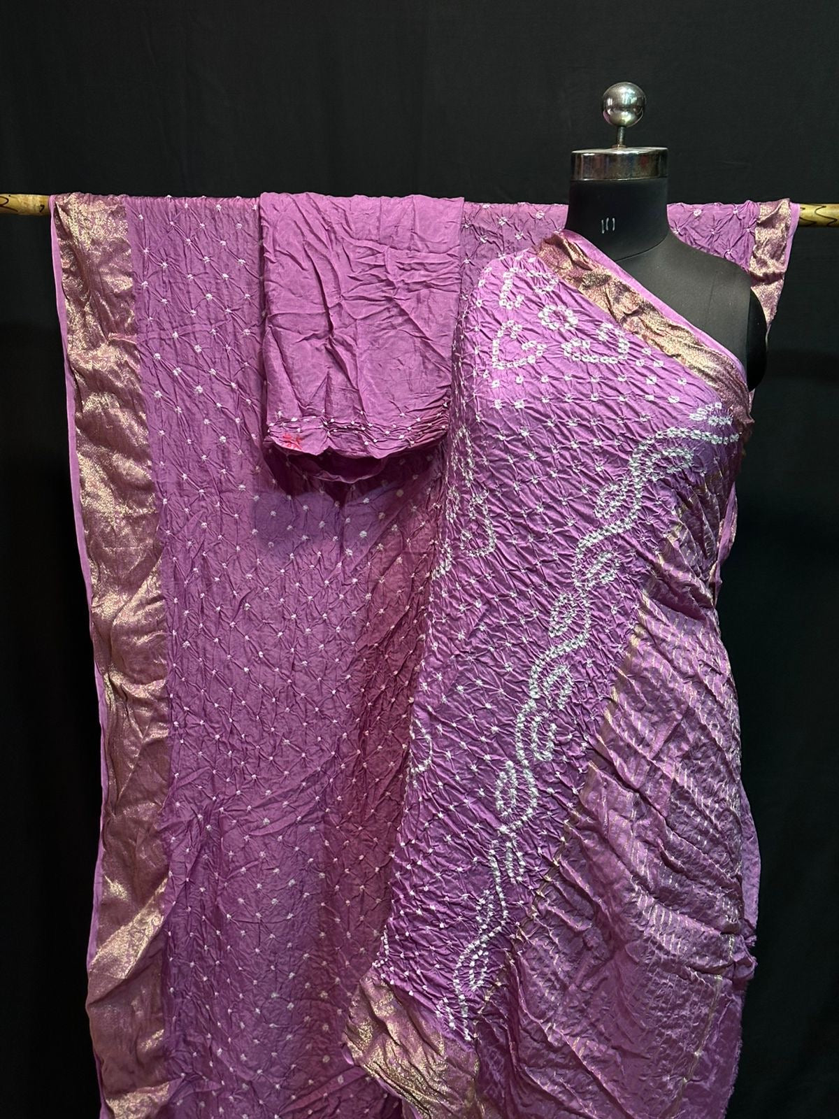 Lavender Bandhani Saree