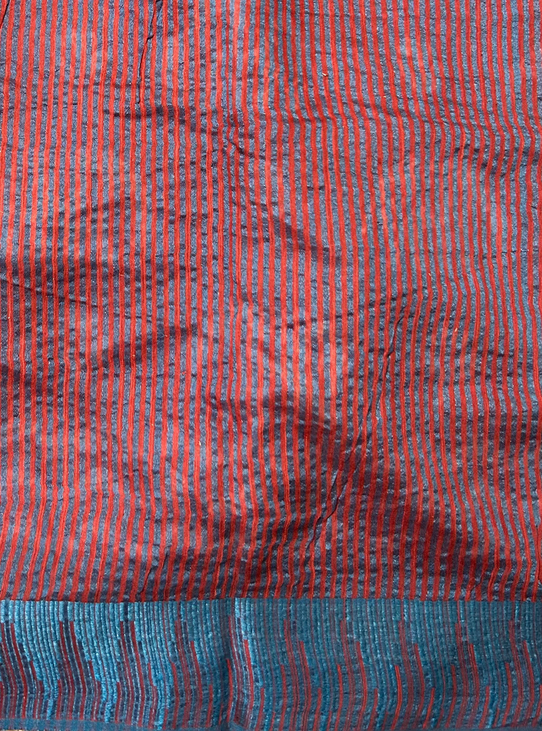 Orange Vanaspati Ajrakh Linen Saree