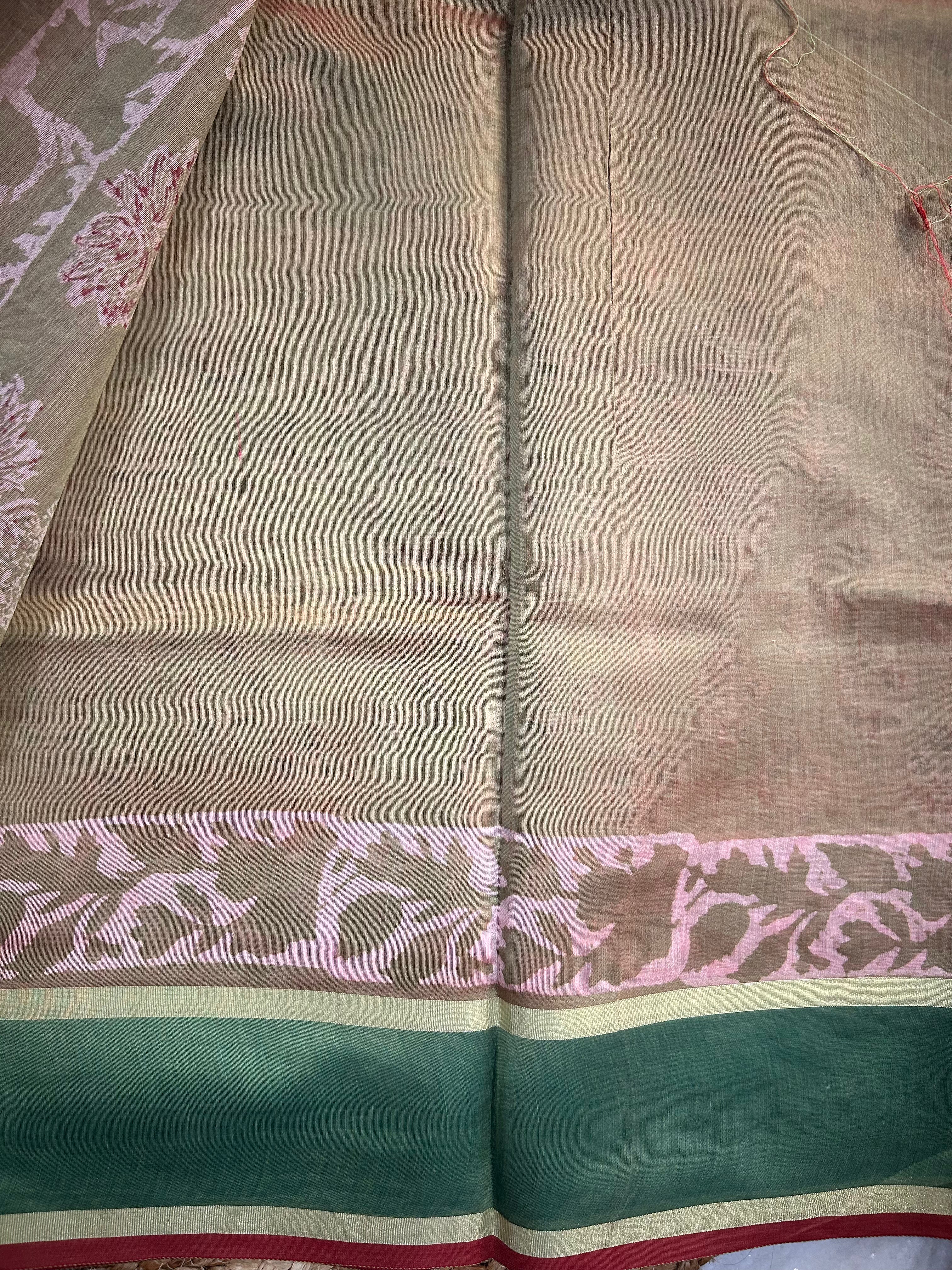 Mustard Green Maheshwari Cotton Saree