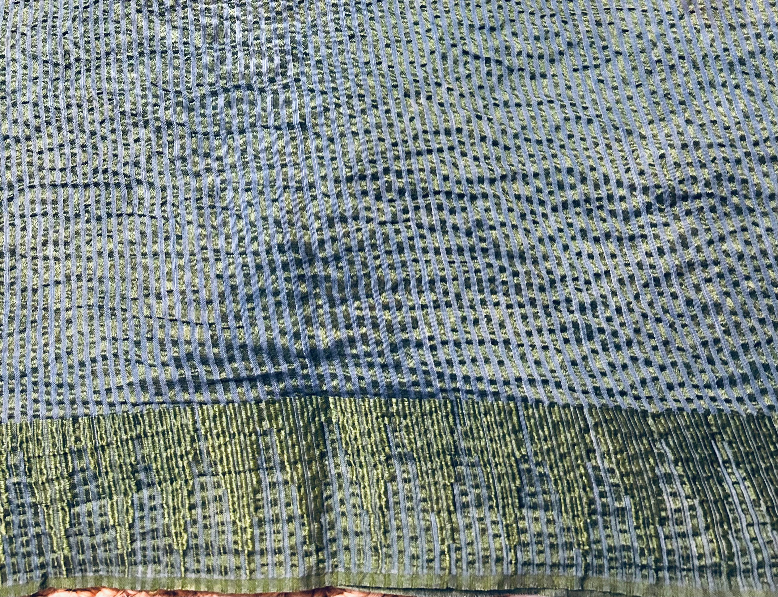 Dusty blue Vanaspati Ajrakh Silk Cotton Saree