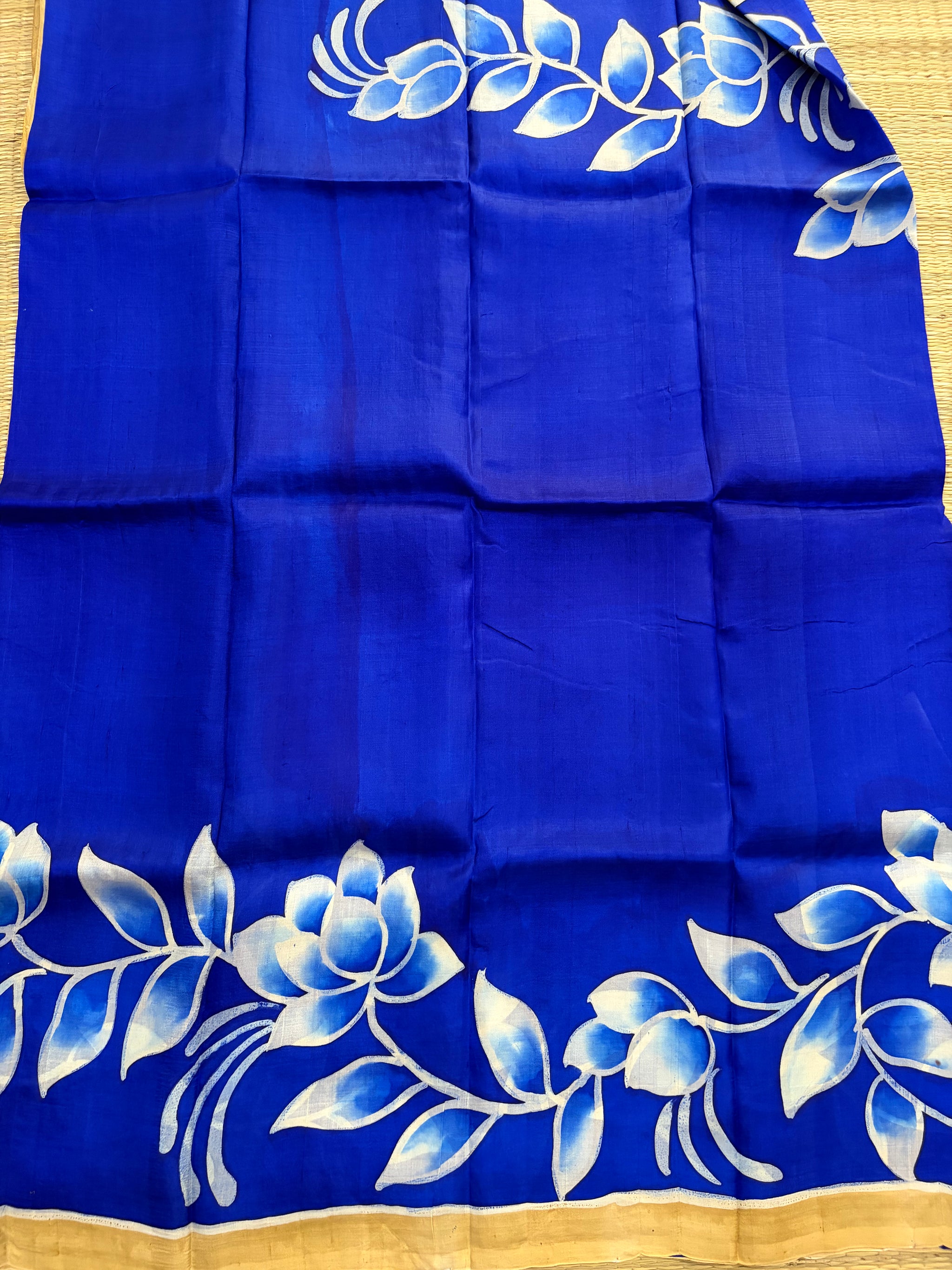 Royal Blue & Beige Pure Bishnupuri Silk Saree