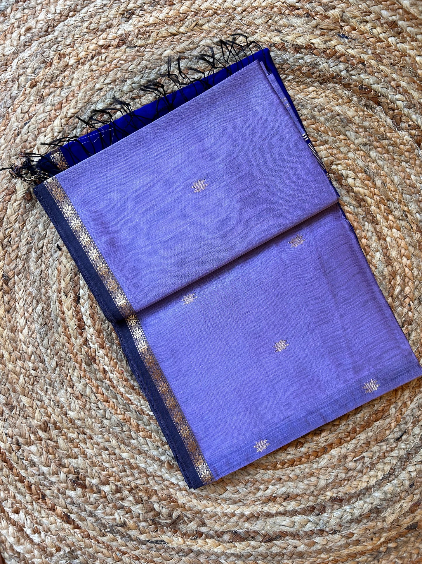 Lavender & Purple Maheswari Silk Cotton Handloom Saree