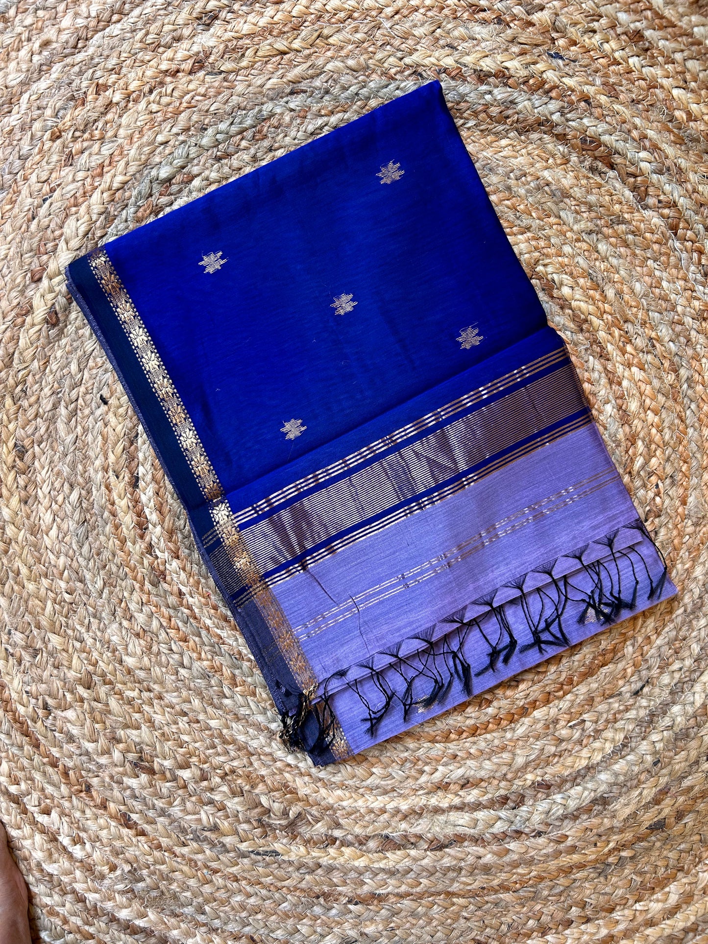 Lavender & Purple Maheswari Silk Cotton Handloom Saree