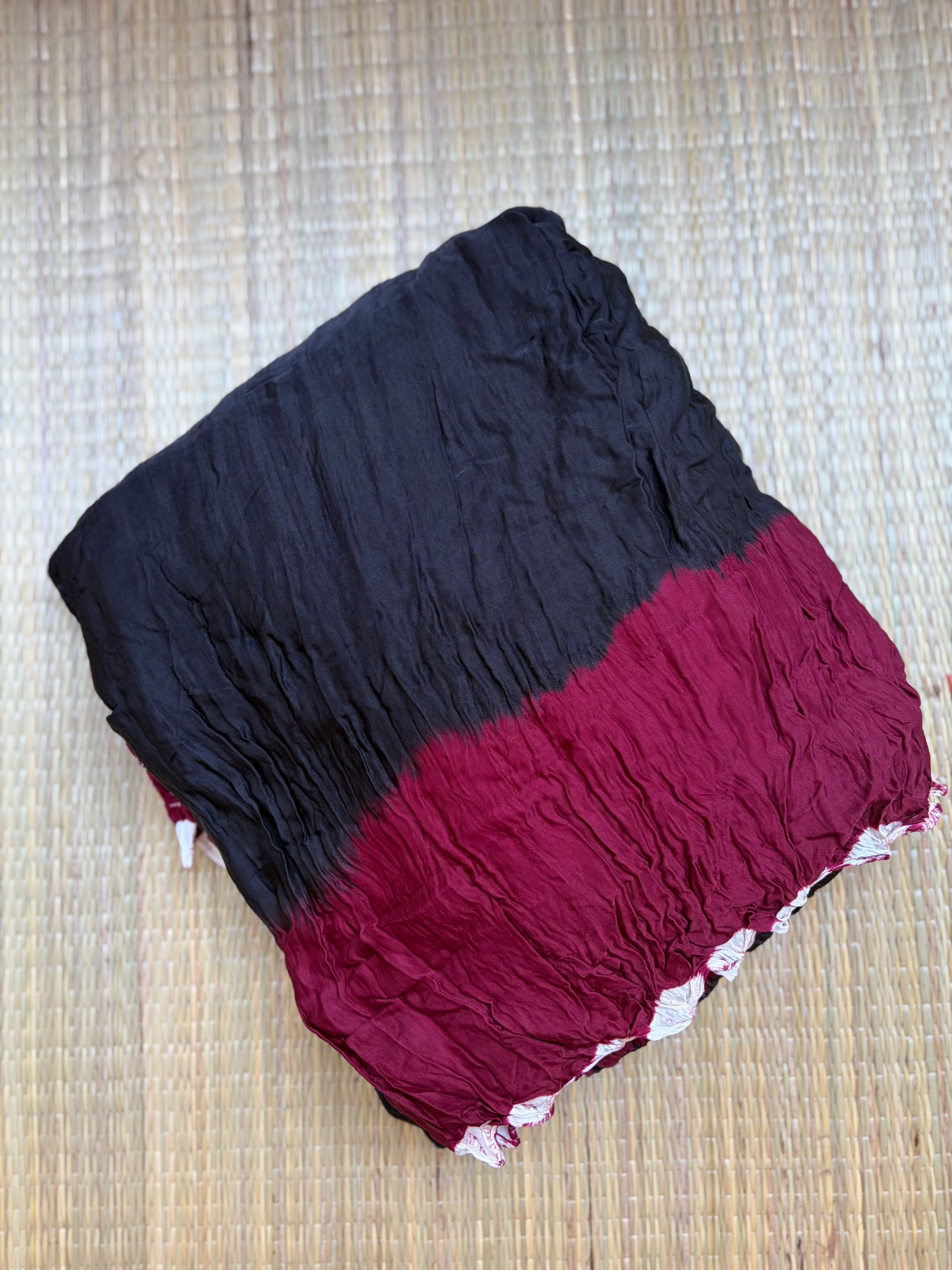 Black & Maroon Modal Saree with Garchola Lagdi Patta Pallu