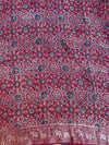 Royal Blue & Maroon Dola Silk Saree with Ajrakh Pallu & Blouse