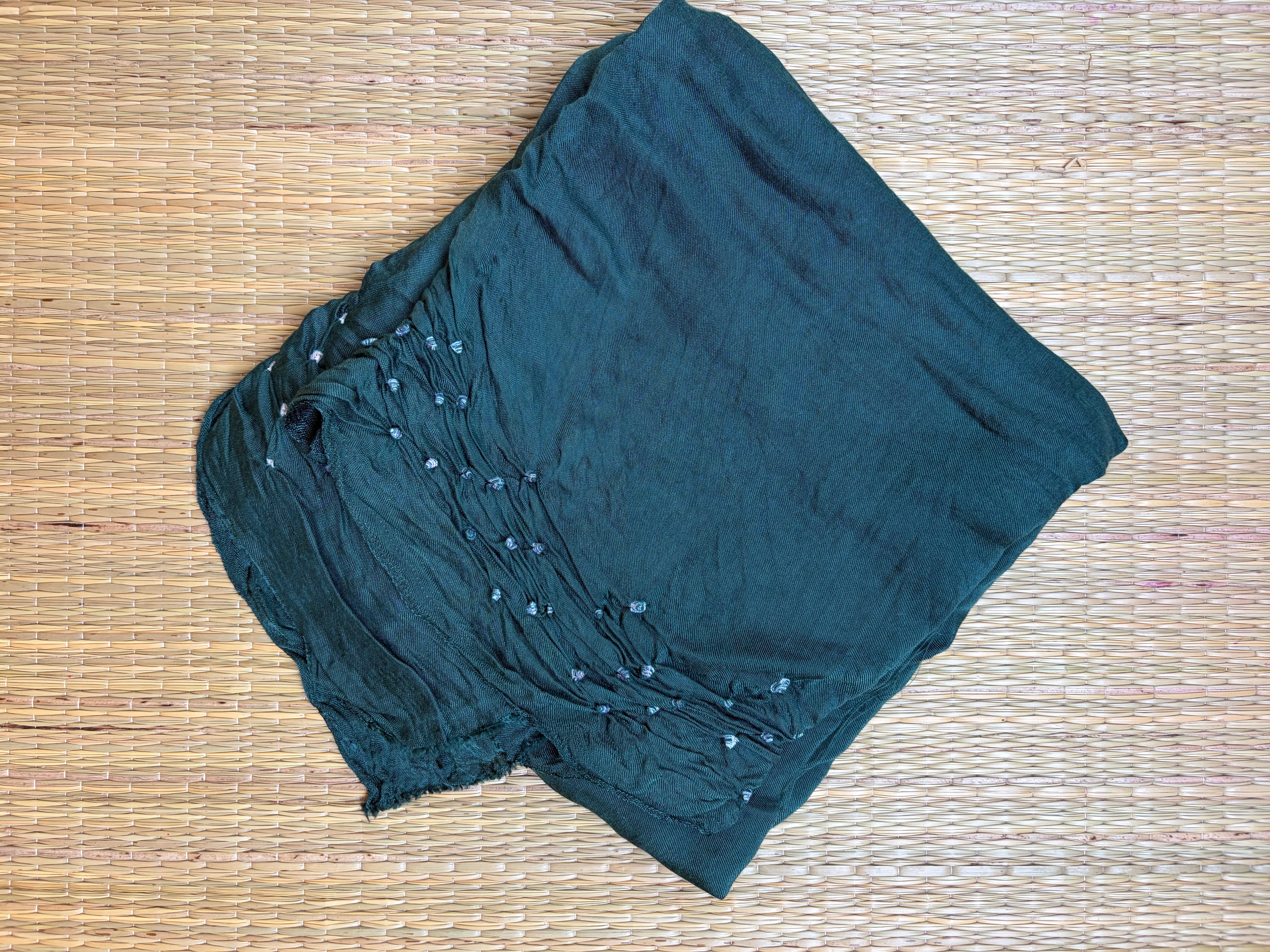 Yellow & Teal Modal Saree with Bandhini Lagdi Patta Pallu