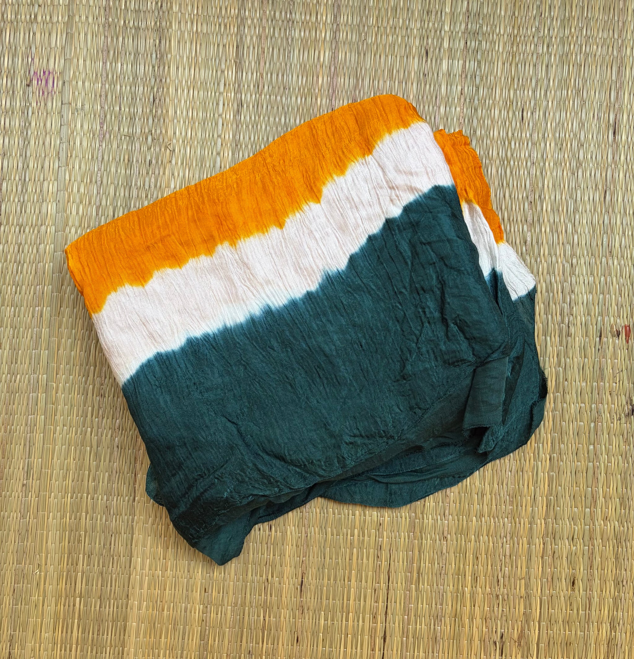 Yellow & Teal Modal Saree with Bandhini Lagdi Patta Pallu