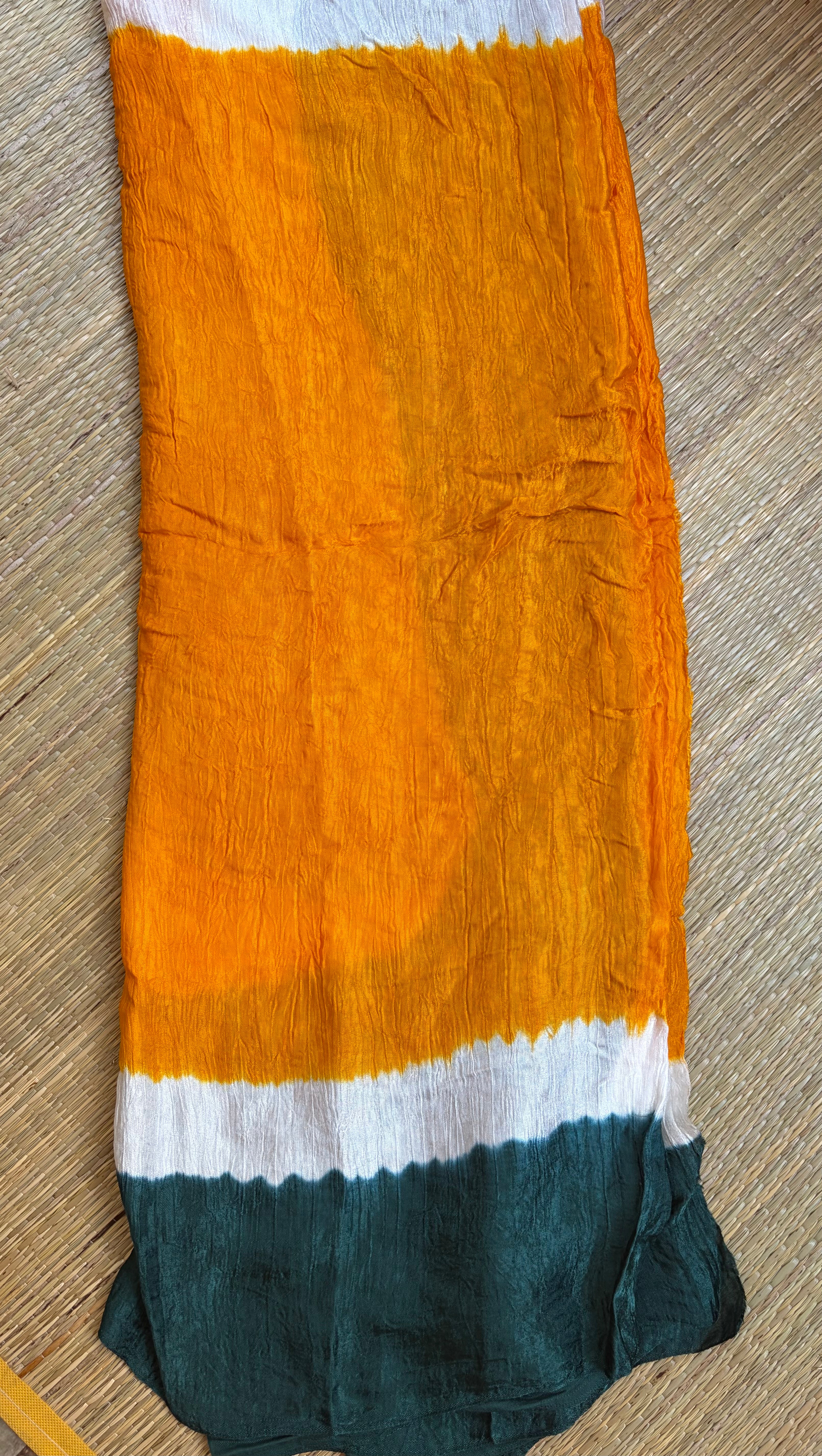 Yellow & Teal Modal Saree with Bandhini Lagdi Patta Pallu