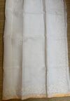 White Kota Cotton Saree wtih Applique Work