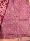 Onion Pink Maheshwari Vanaspati Ajrakh Silk Cotton Saree