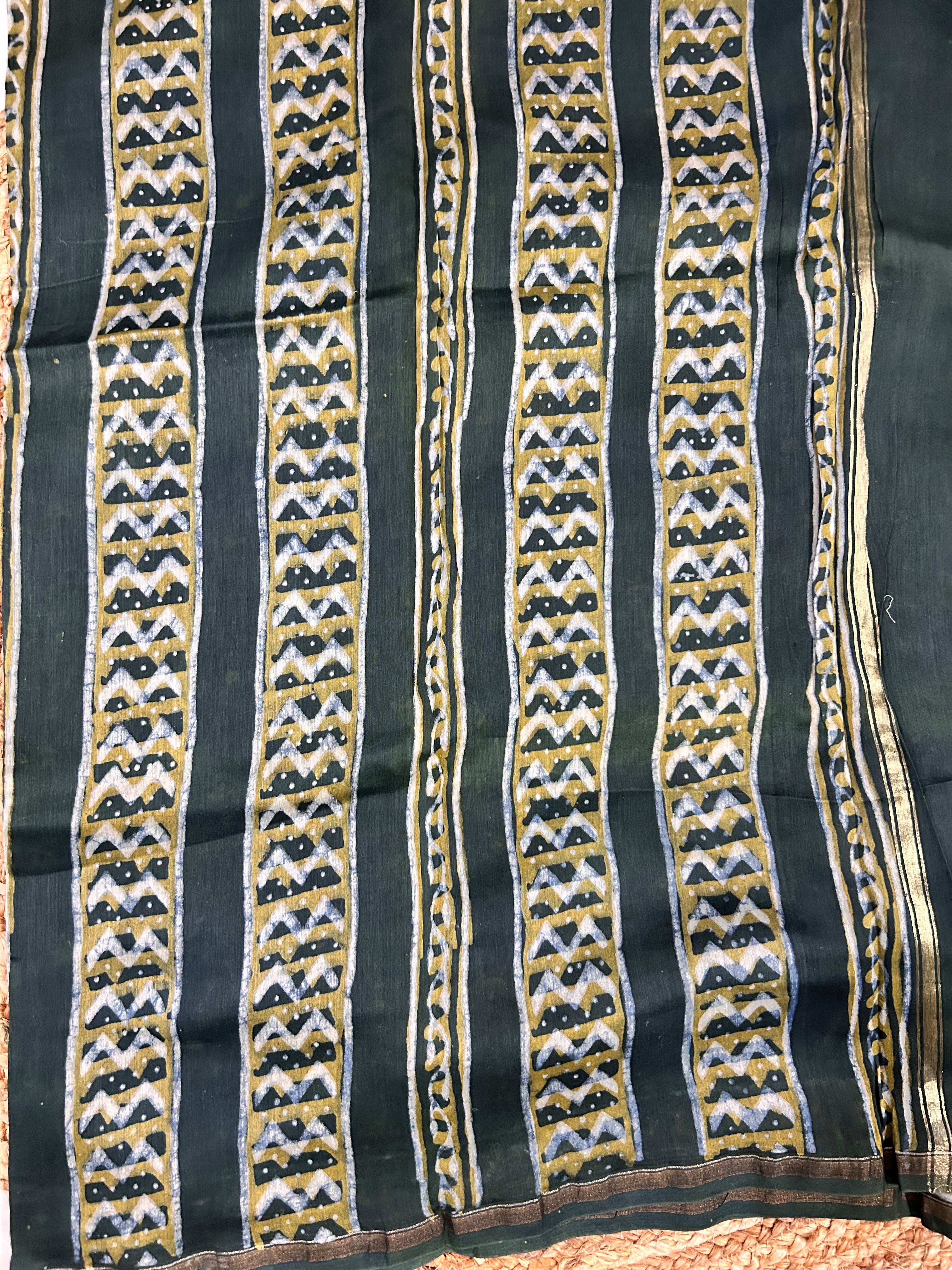 Green Maheshwari Silk Cotton Saree