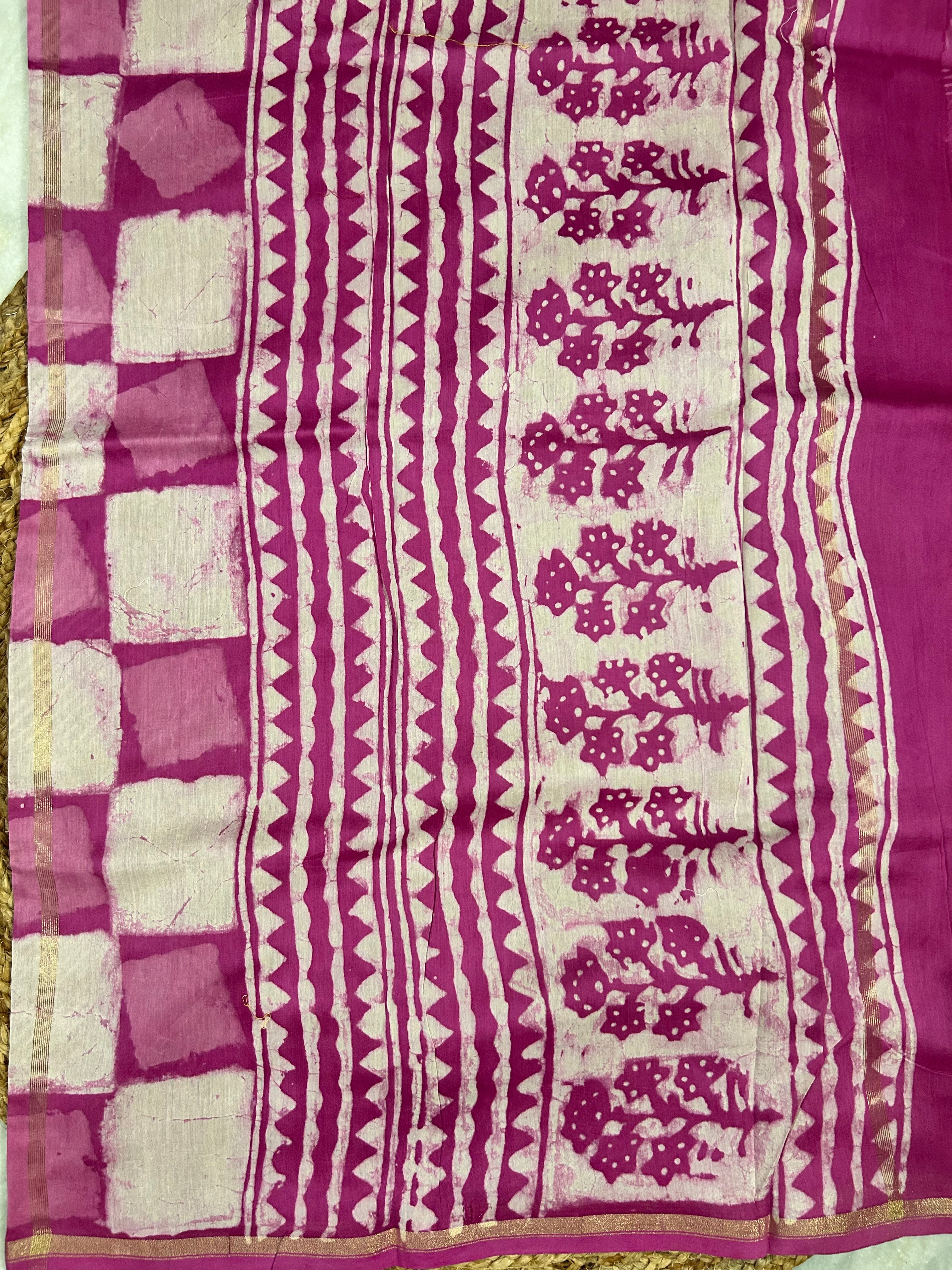Pink Maheshwari Silk Cotton Saree