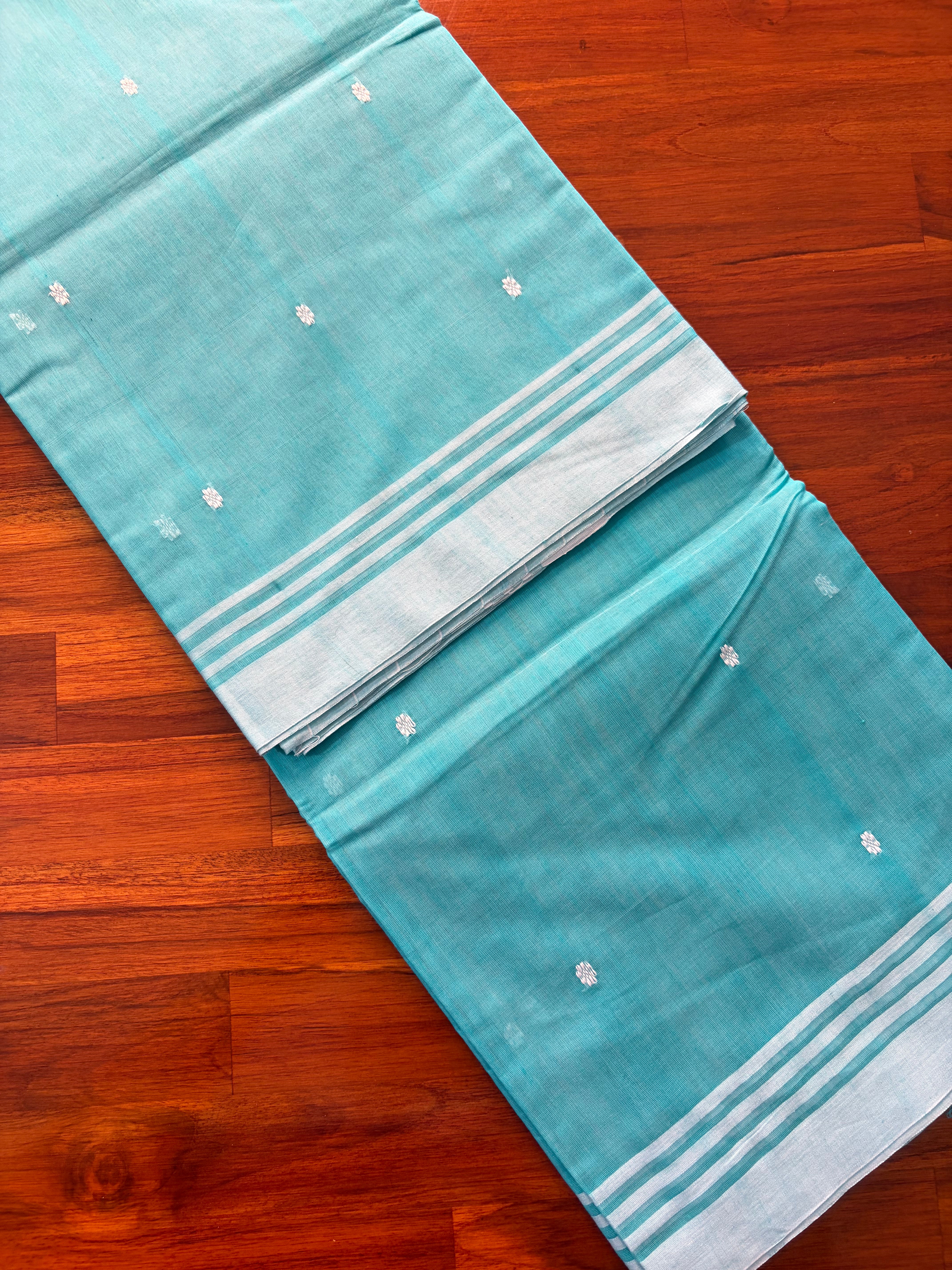 Sea Green Chanderi Silk Cotton Handloom Saree