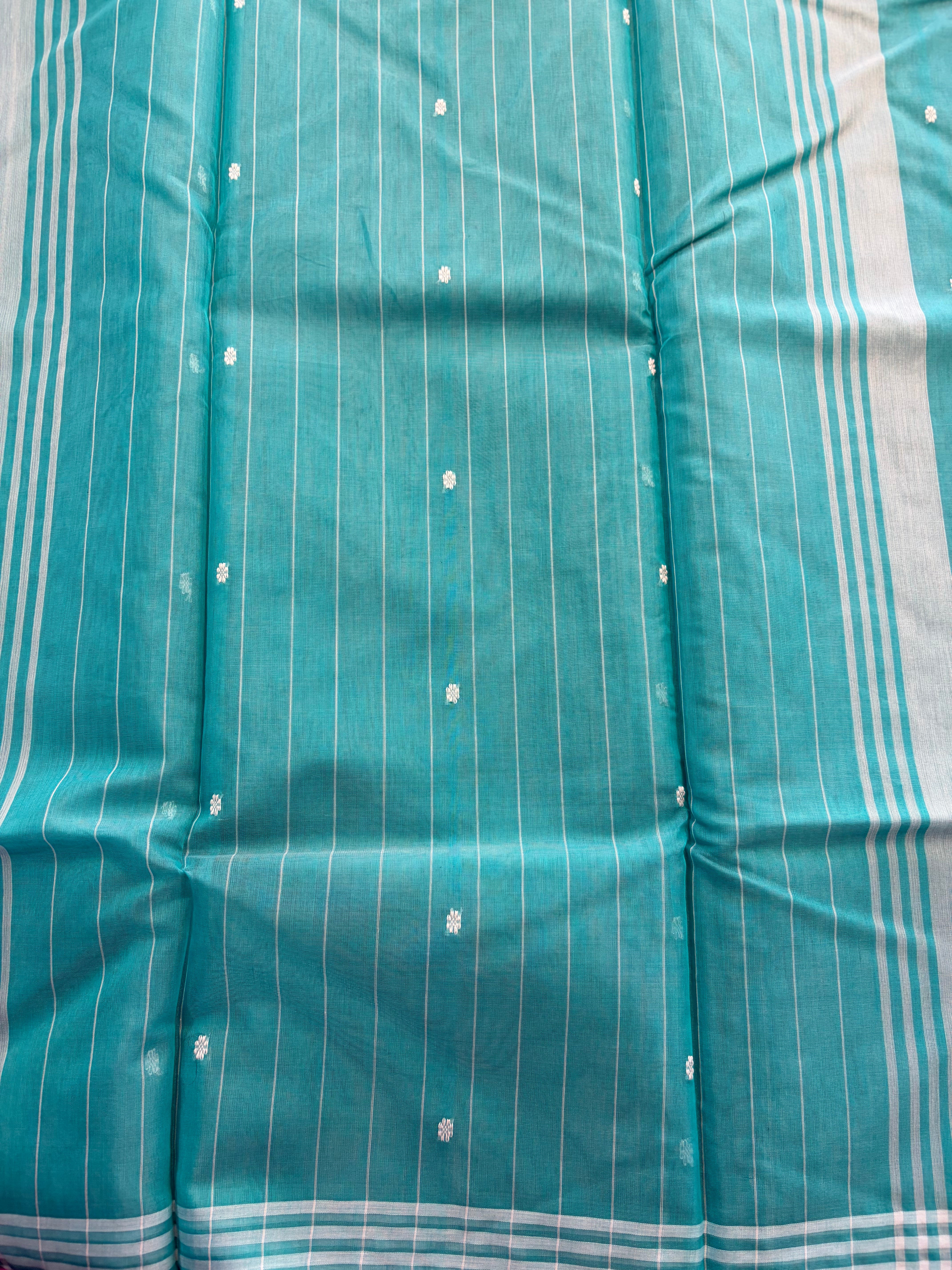 Sea Green Chanderi Silk Cotton Handloom Saree