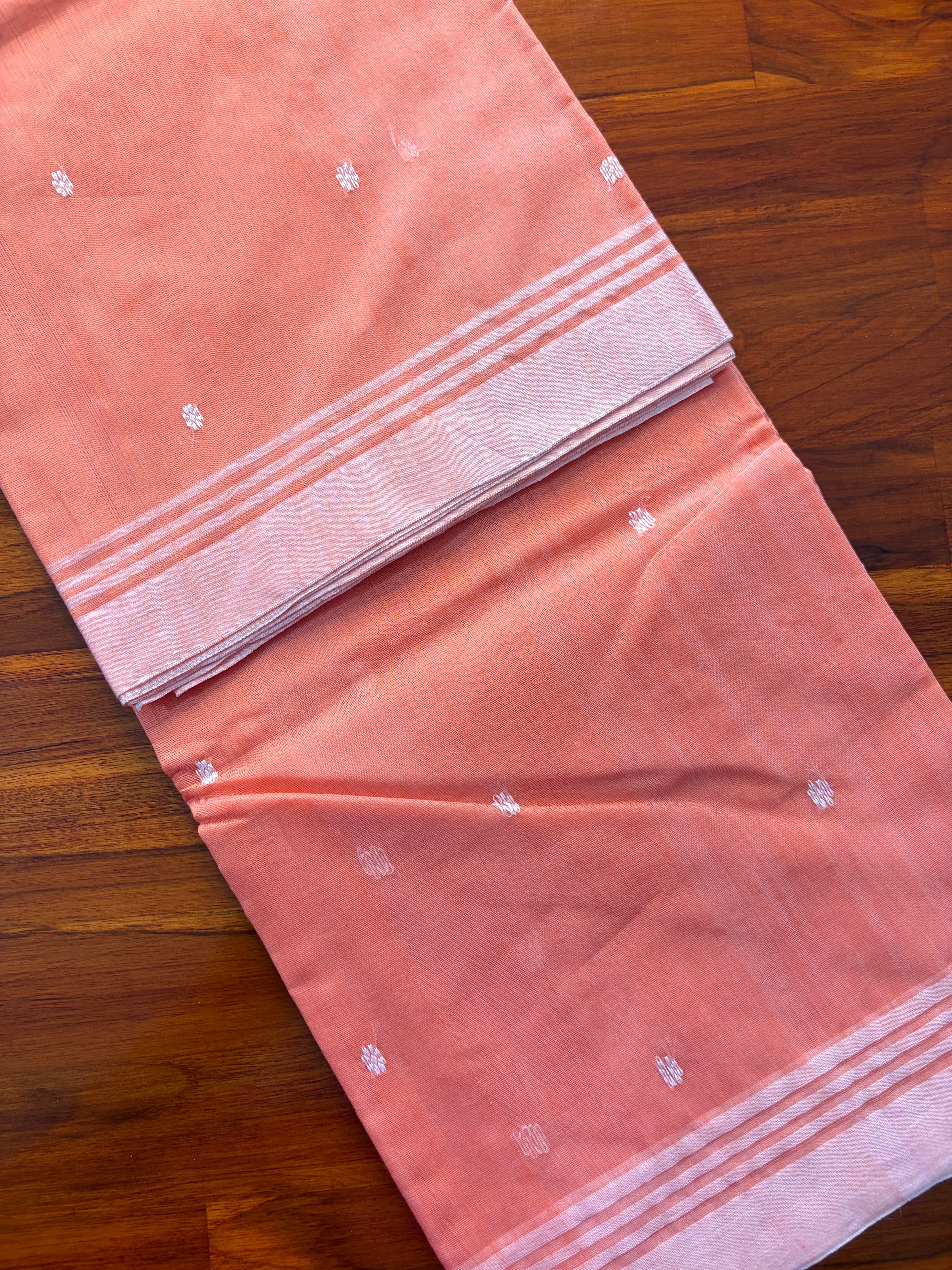 Peach Chanderi Silk Cotton Handloom Saree