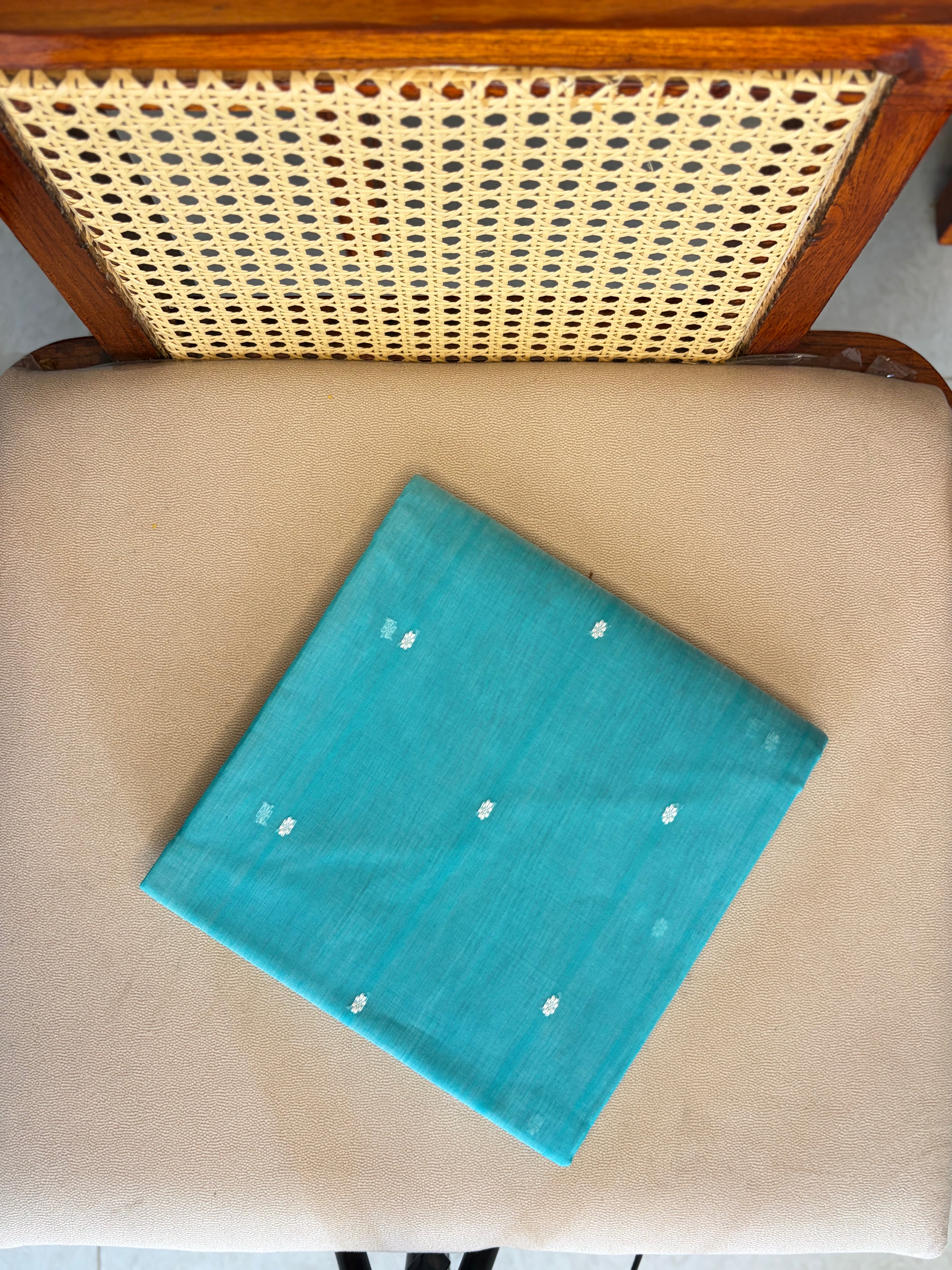 Sea Green Chanderi Silk Cotton Handloom Saree