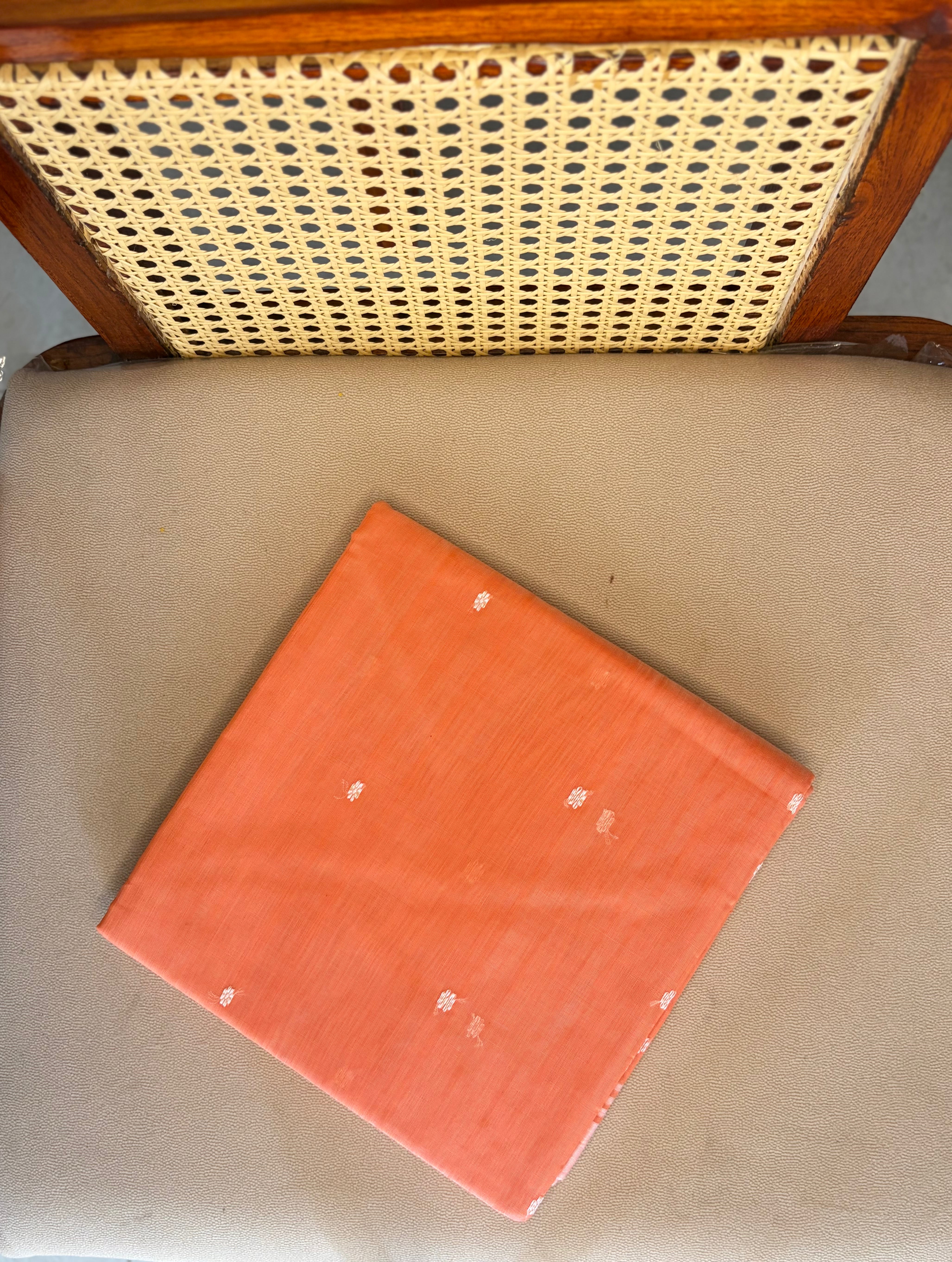 Peach Chanderi Silk Cotton Handloom Saree