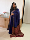 Royal Blue & Maroon Dola Silk Saree with Ajrakh Pallu & Blouse