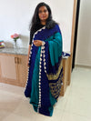 Teal & Royal Blue Modal Saree with Garchola Lagdi Patta Pallu