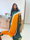 Yellow & Teal Modal Saree with Bandhini Lagdi Patta Pallu
