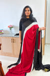 Black & Red Modal Saree with Bandhini Lagdi Patta Pallu