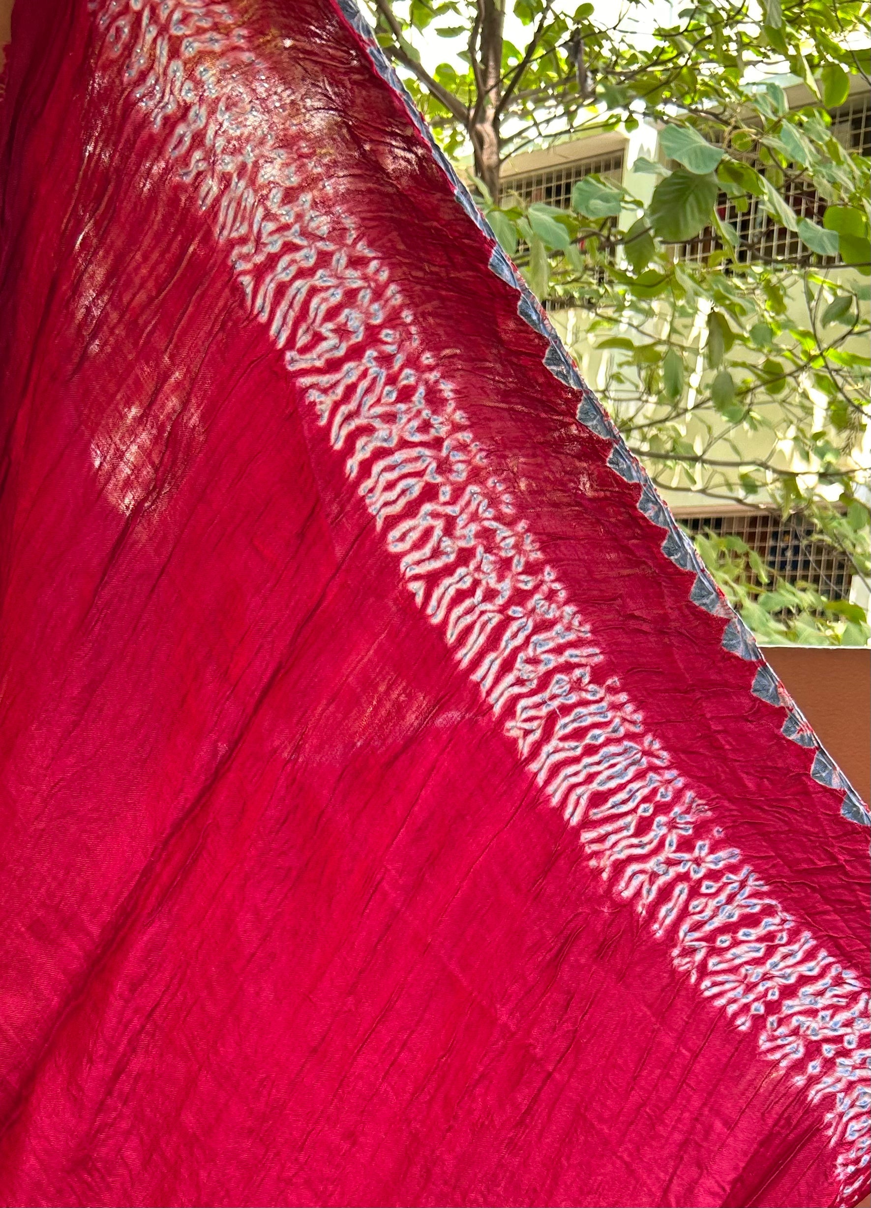 Maroon Modal Bandhini saree