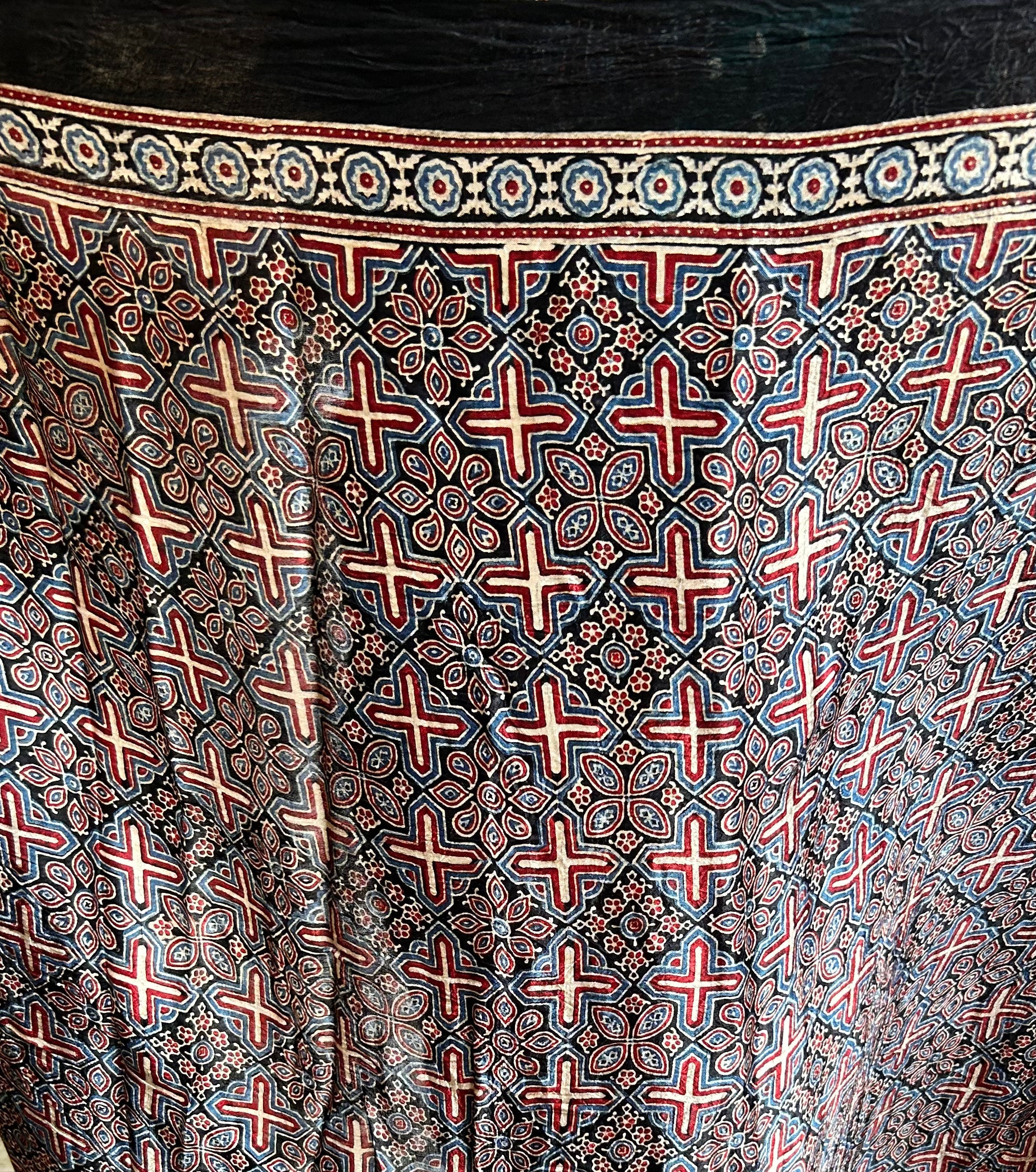 Bottle Green Ajrakh Modal Bandhini Saree