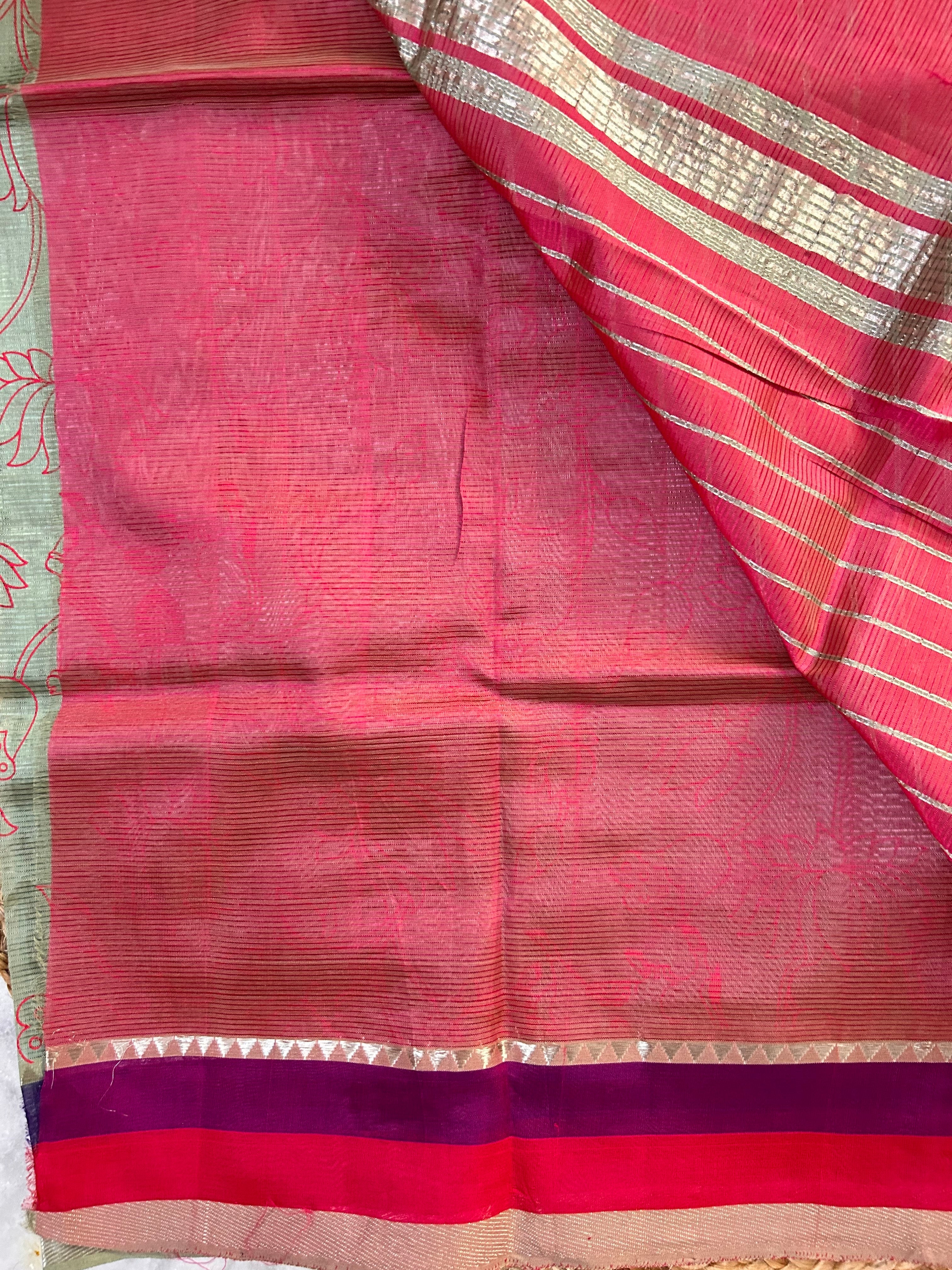 Green Pichwai Printed Mangalagiri Saree