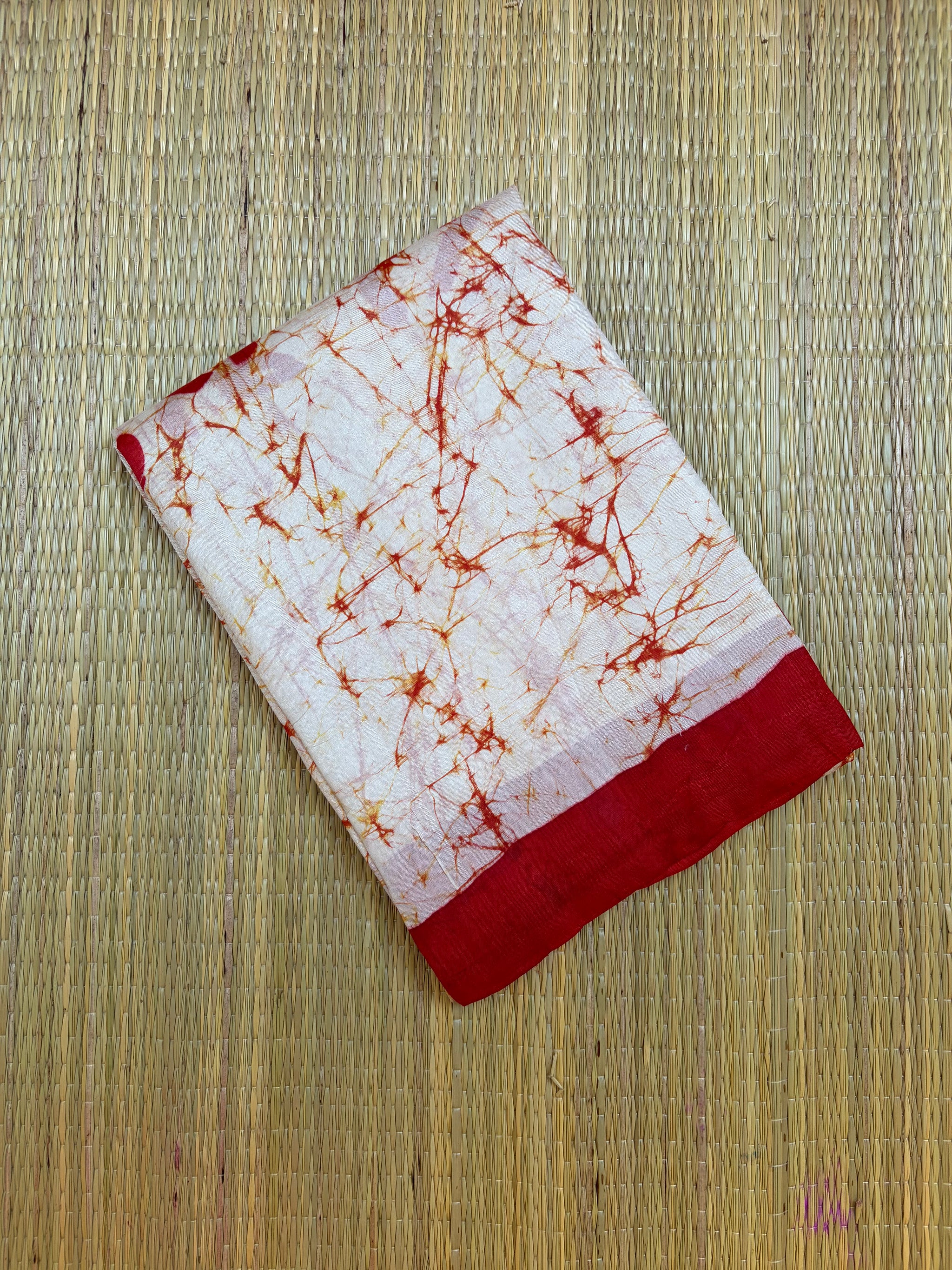 Off White & Red Bishnupuri Silk Saree