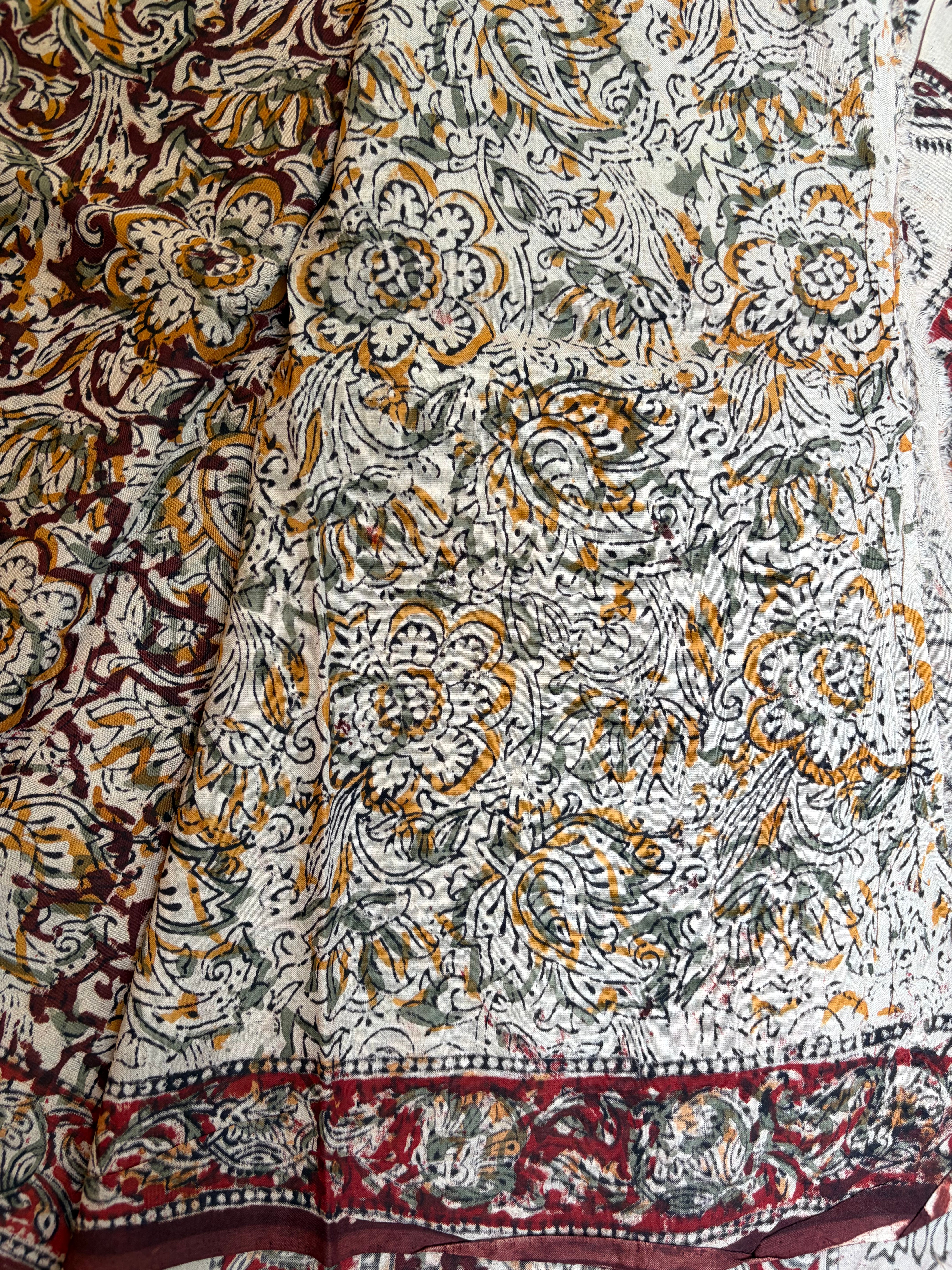 Handblock printed Kalamakari Silk Saree -6