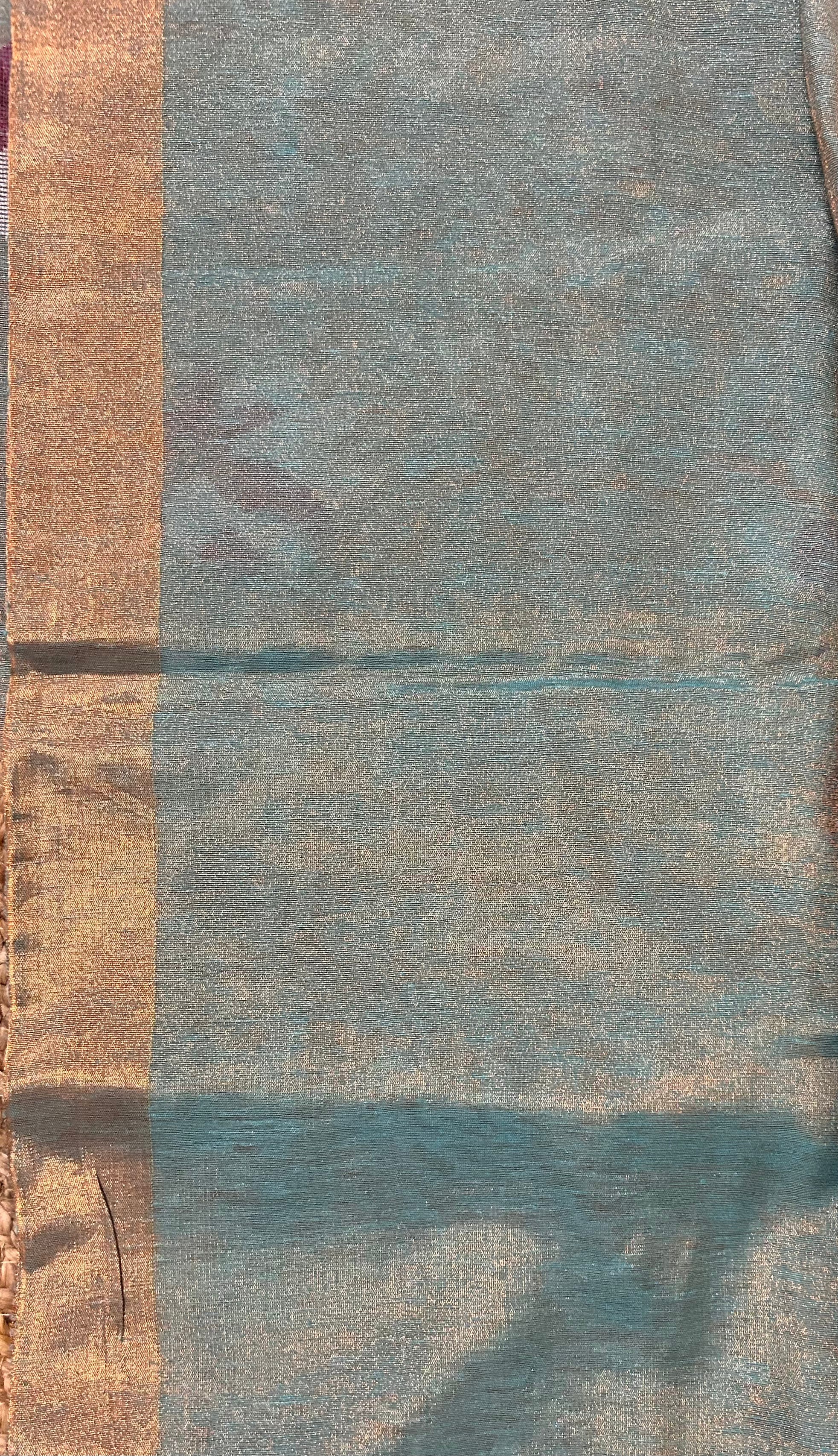 Powder Blue Linen Tissue Saree
