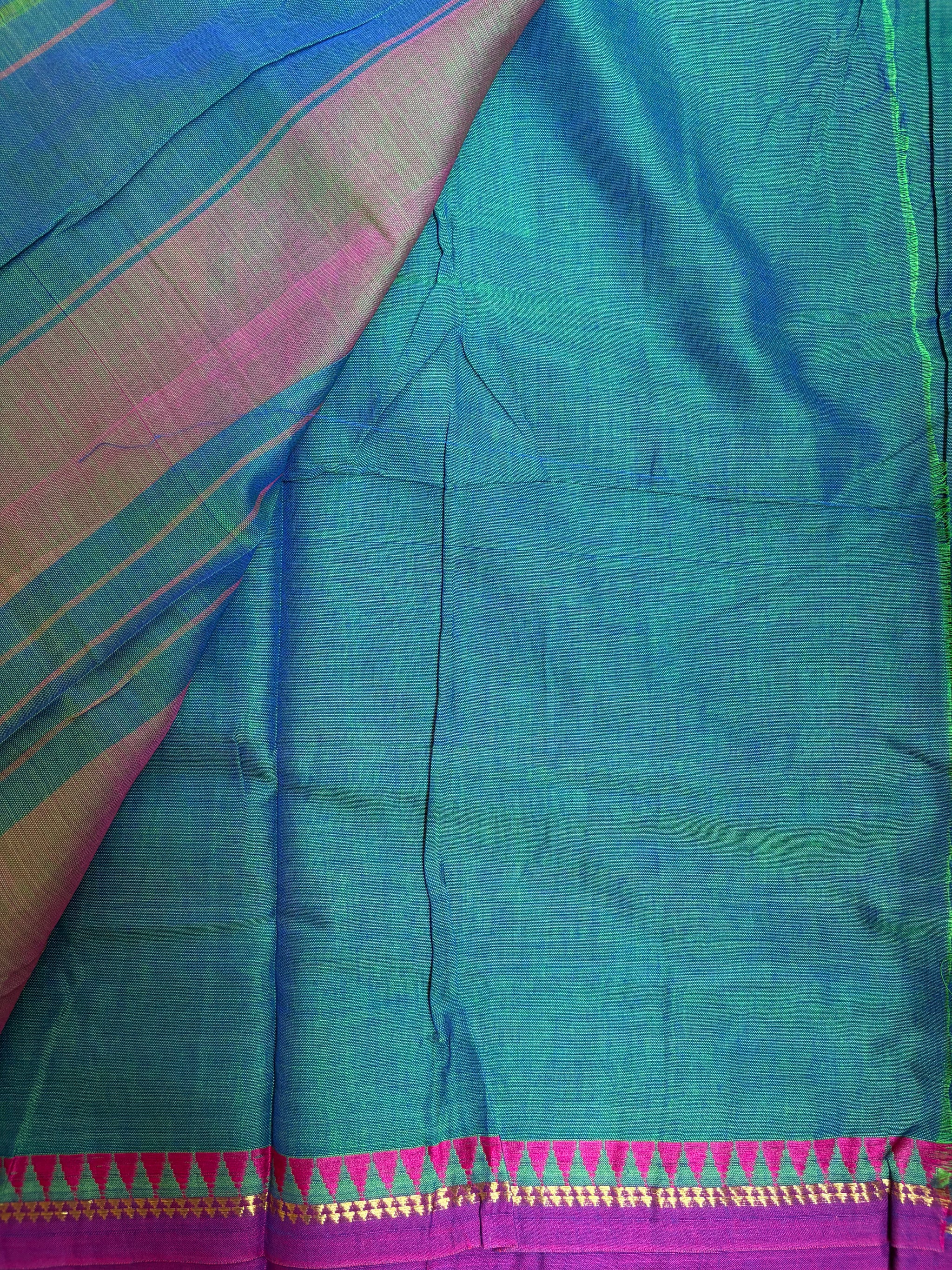 Green & Purple Narayanpet Handloom Cotton Saree