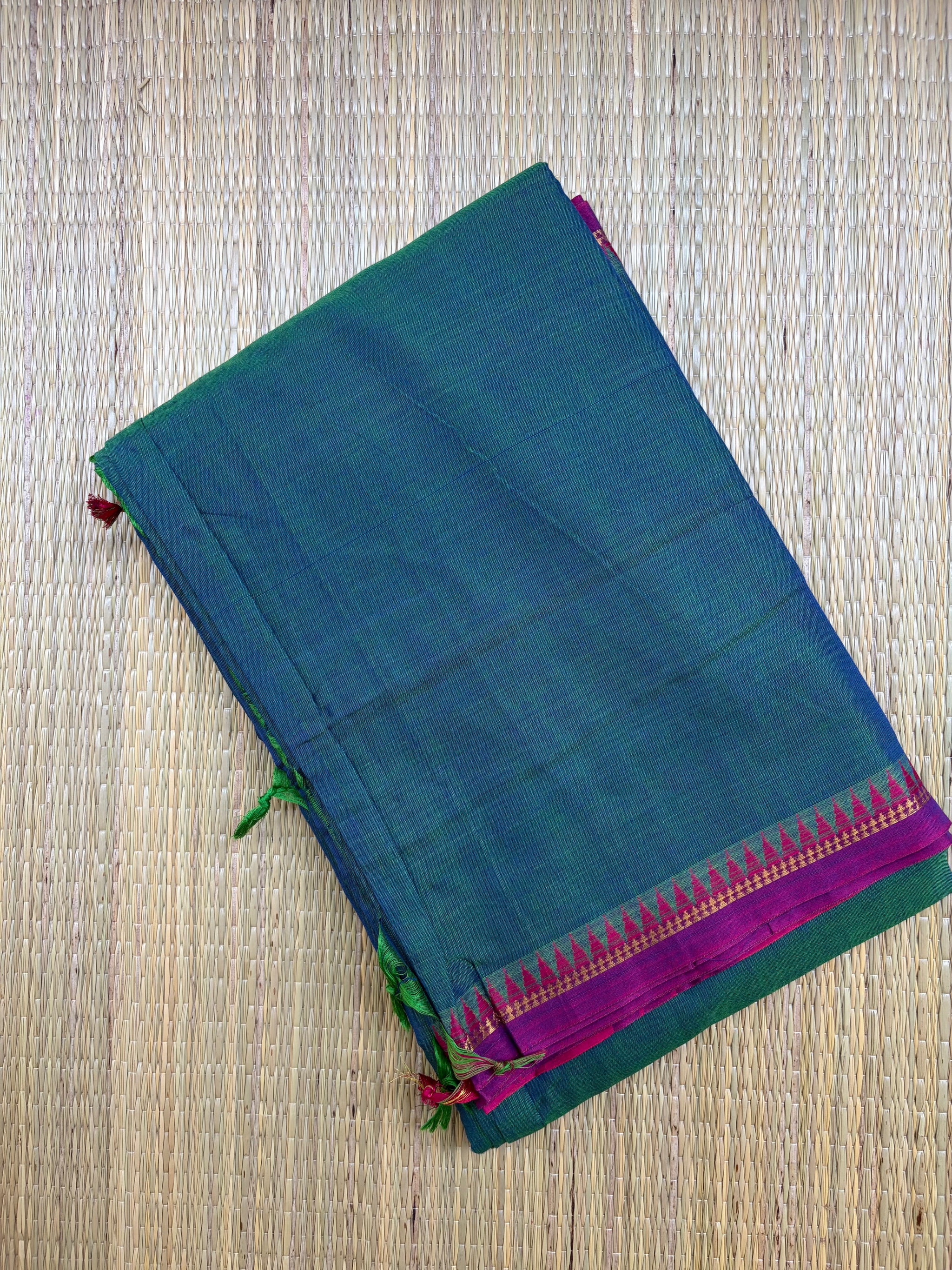 Green & Purple Narayanpet Handloom Cotton Saree