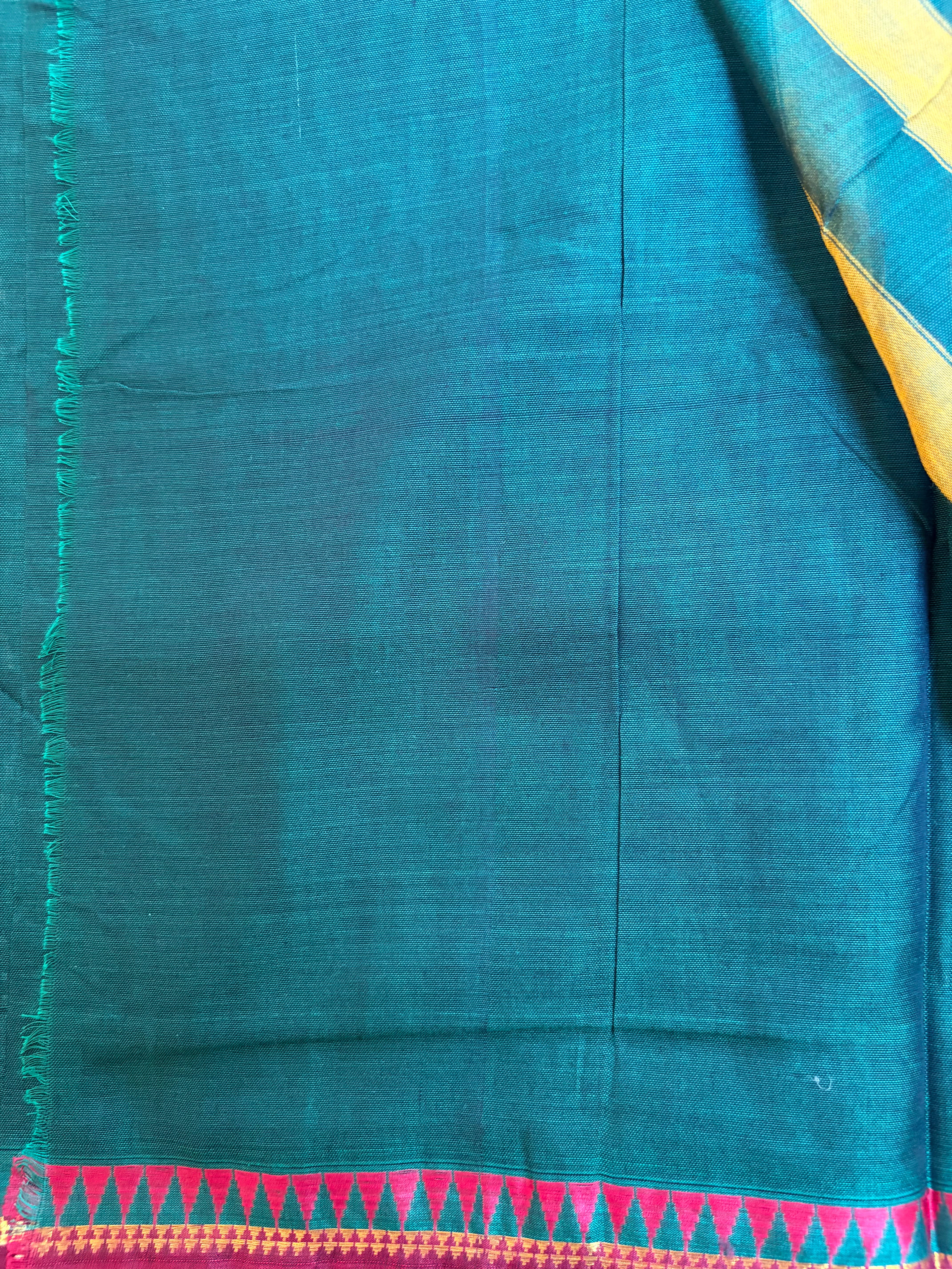 Green & Red Narayanpet Handloom Cotton Saree