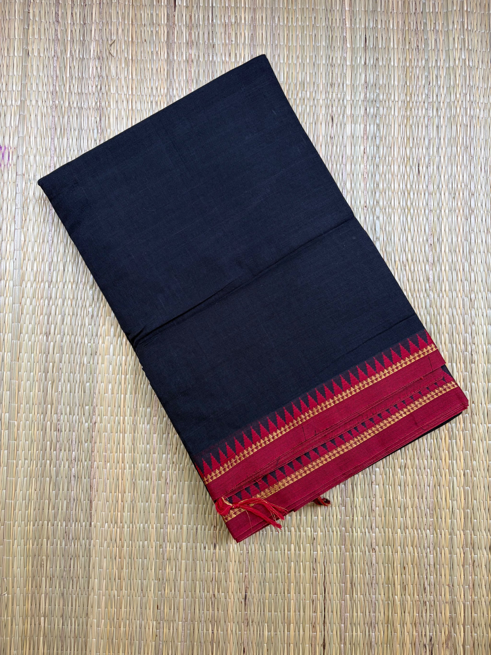 Black & Red Narayanpet Handloom Cotton Saree