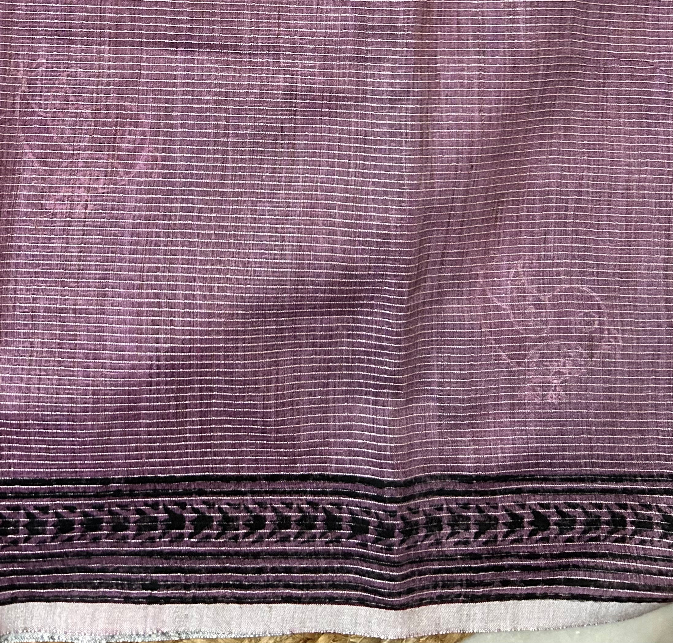 Lavender Tussar Cotton Saree