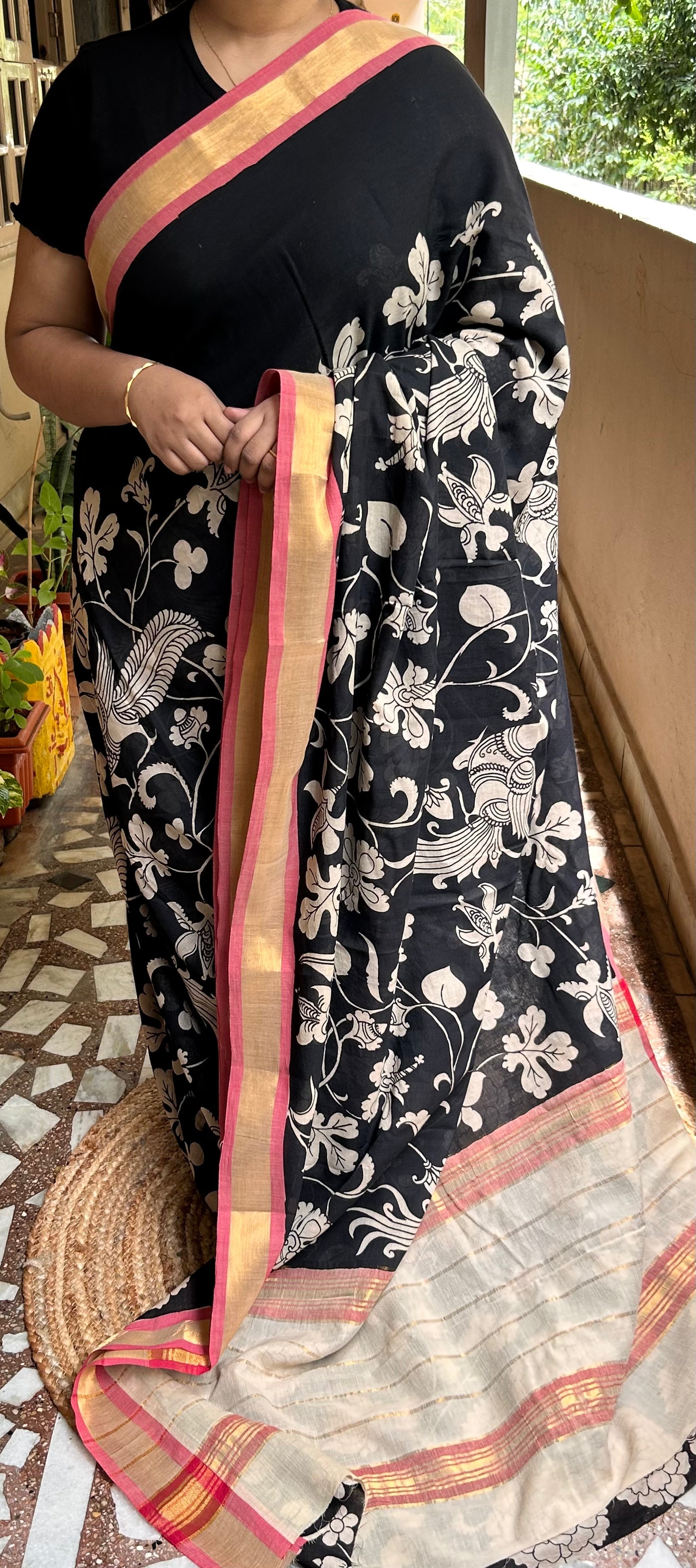 Pen Kalamkari Cotton Saree - 3