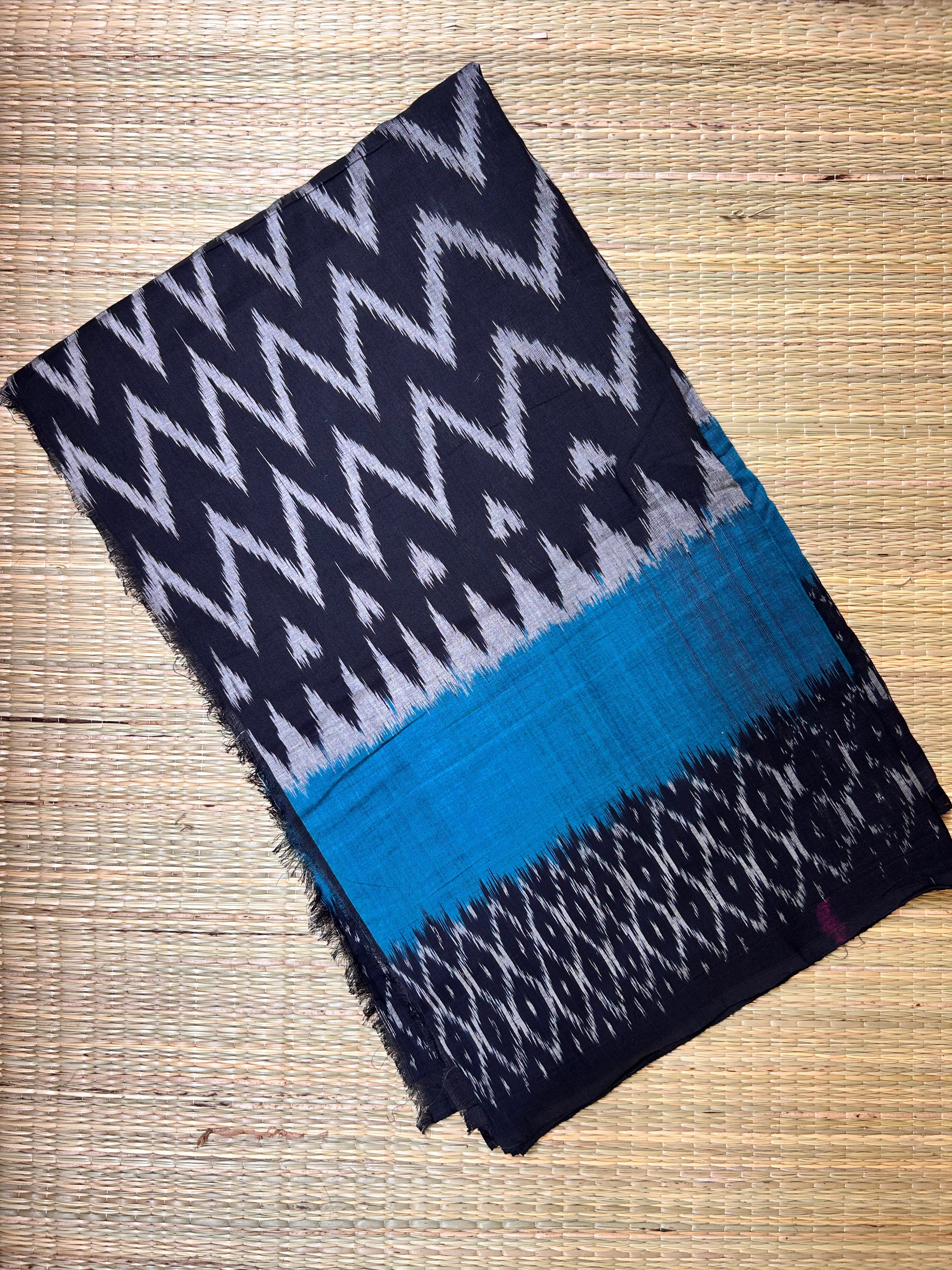 Black & Blue Pochampally Ikkat Cotton Saree