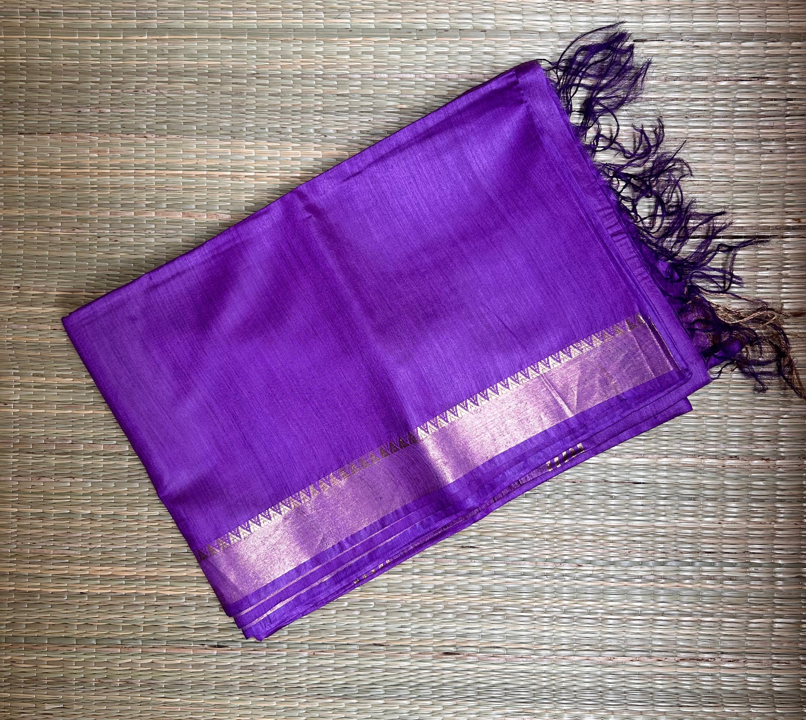 Purple Muga Tussar Silk Handloom Saree