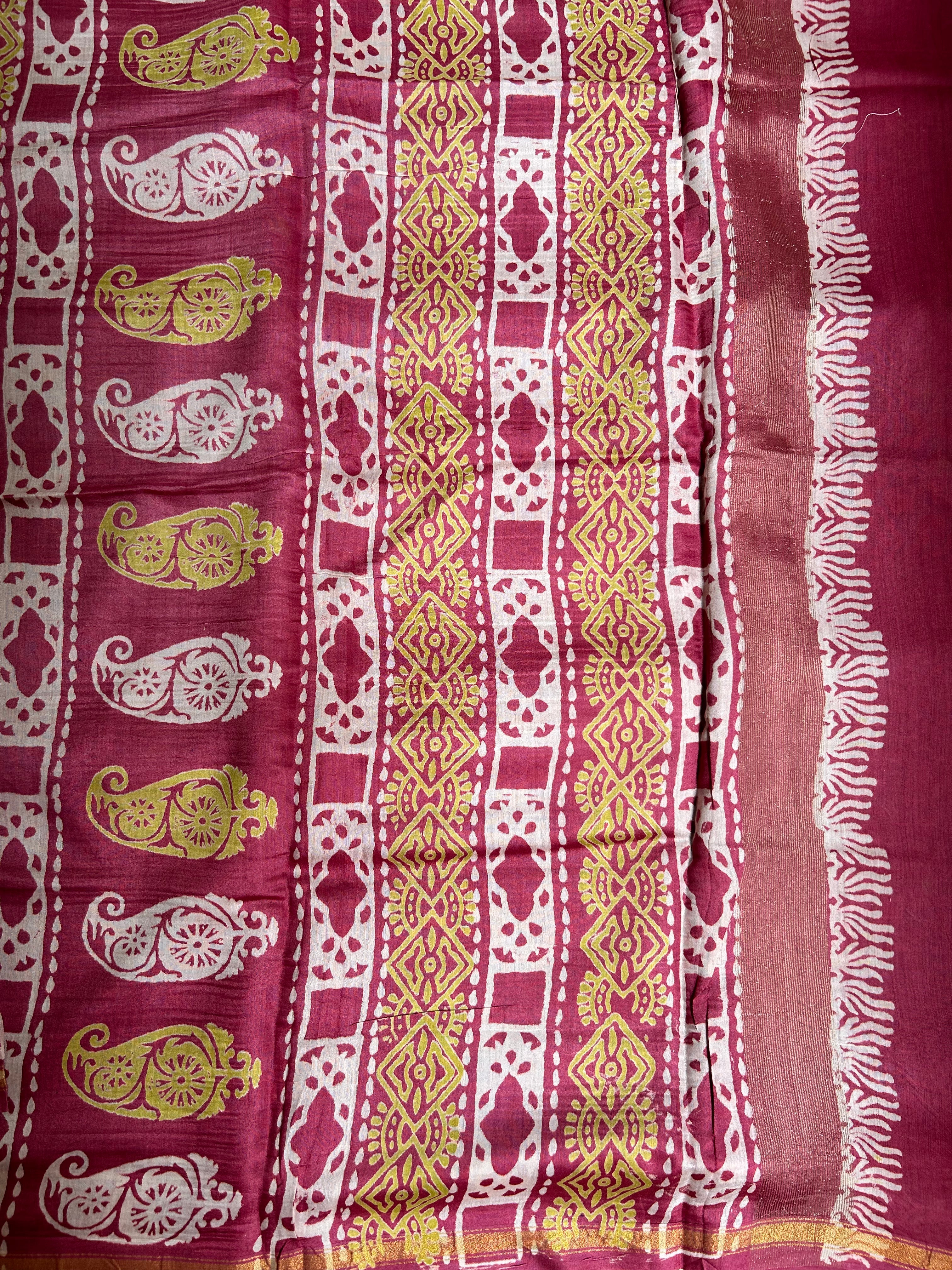 Onion Pink Maheshwari Resham Saree