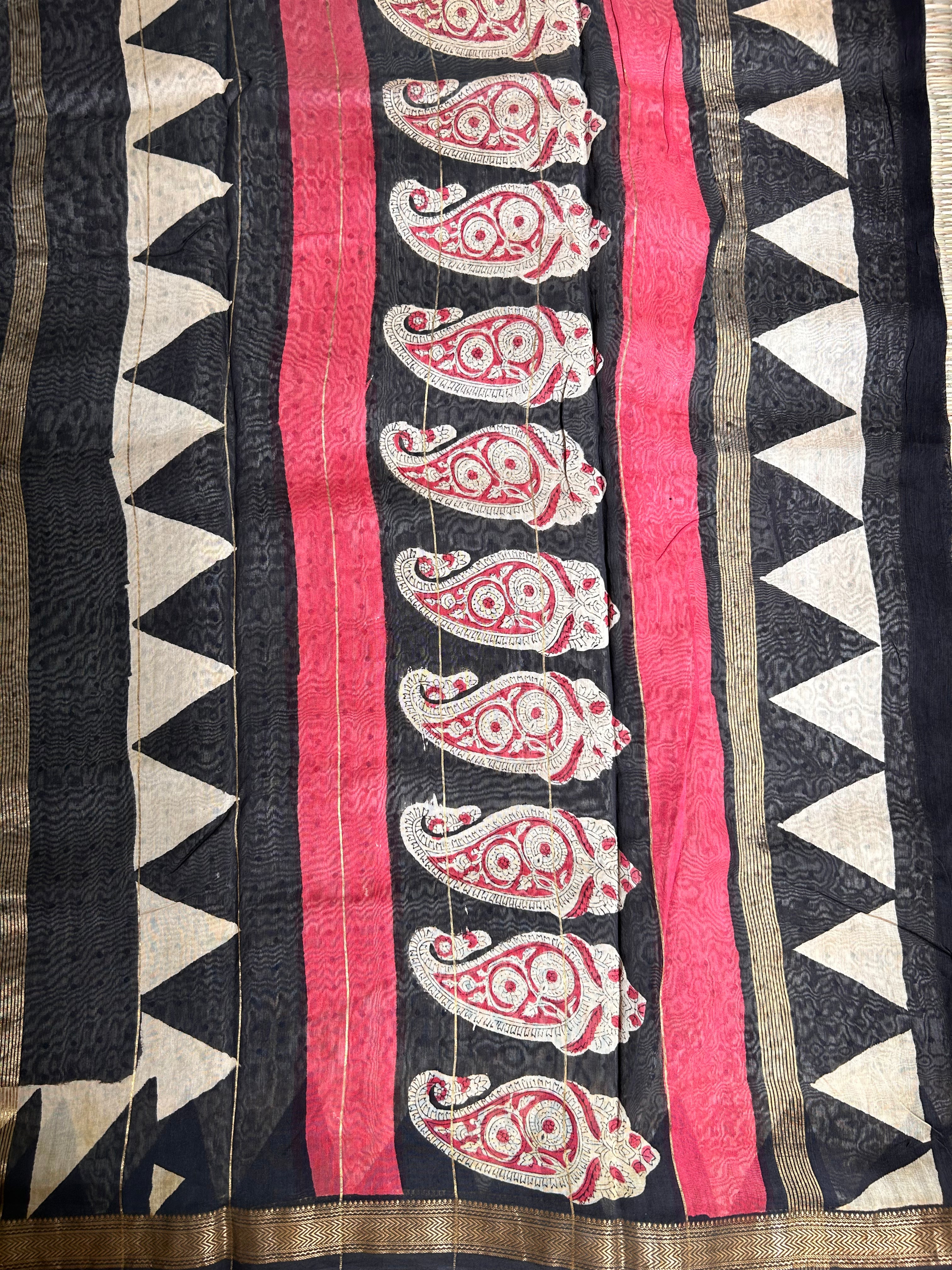 Black Maheshwari Silk Cotton Saree