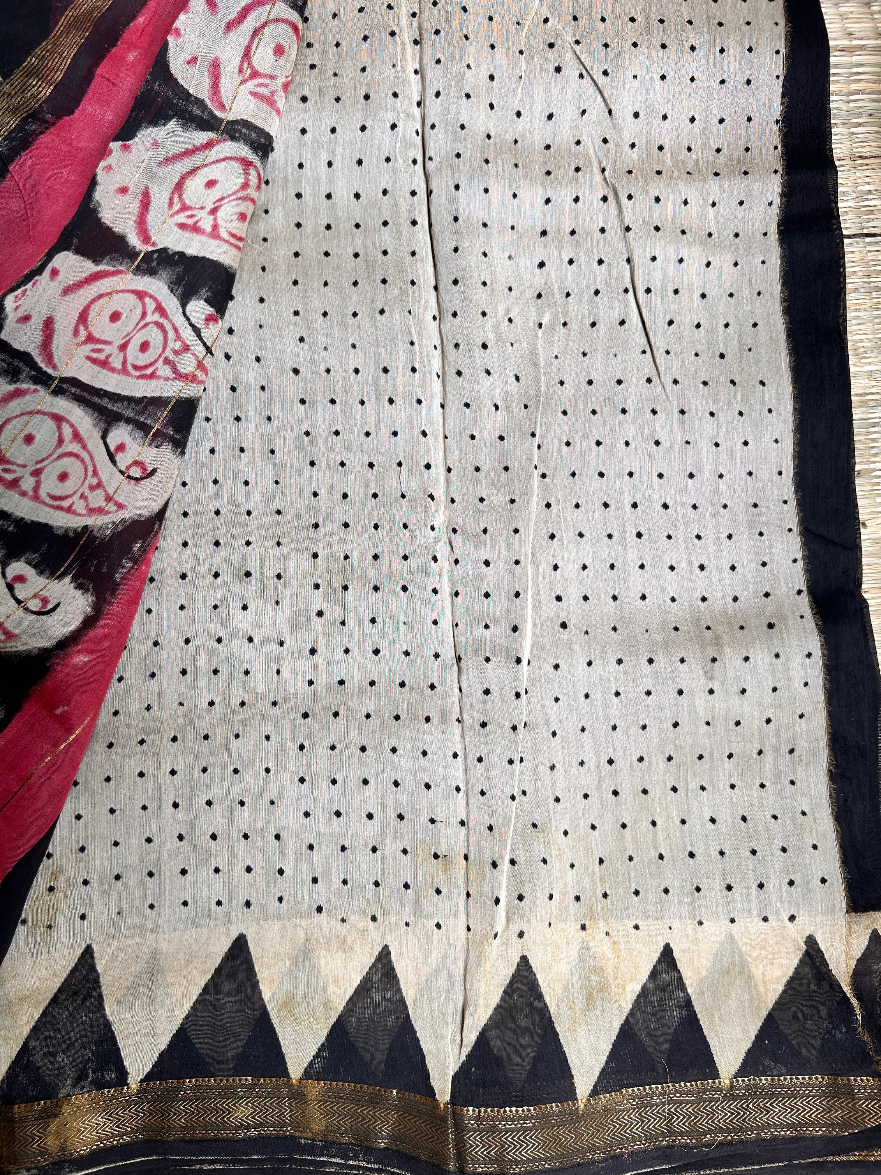 Black Maheshwari Silk Cotton Saree