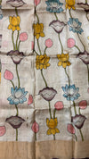 Beige Pure Tussar silk saree in Handpainted Pichwai Design