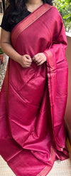 Maroon Muga Tussar Silk Handloom Saree