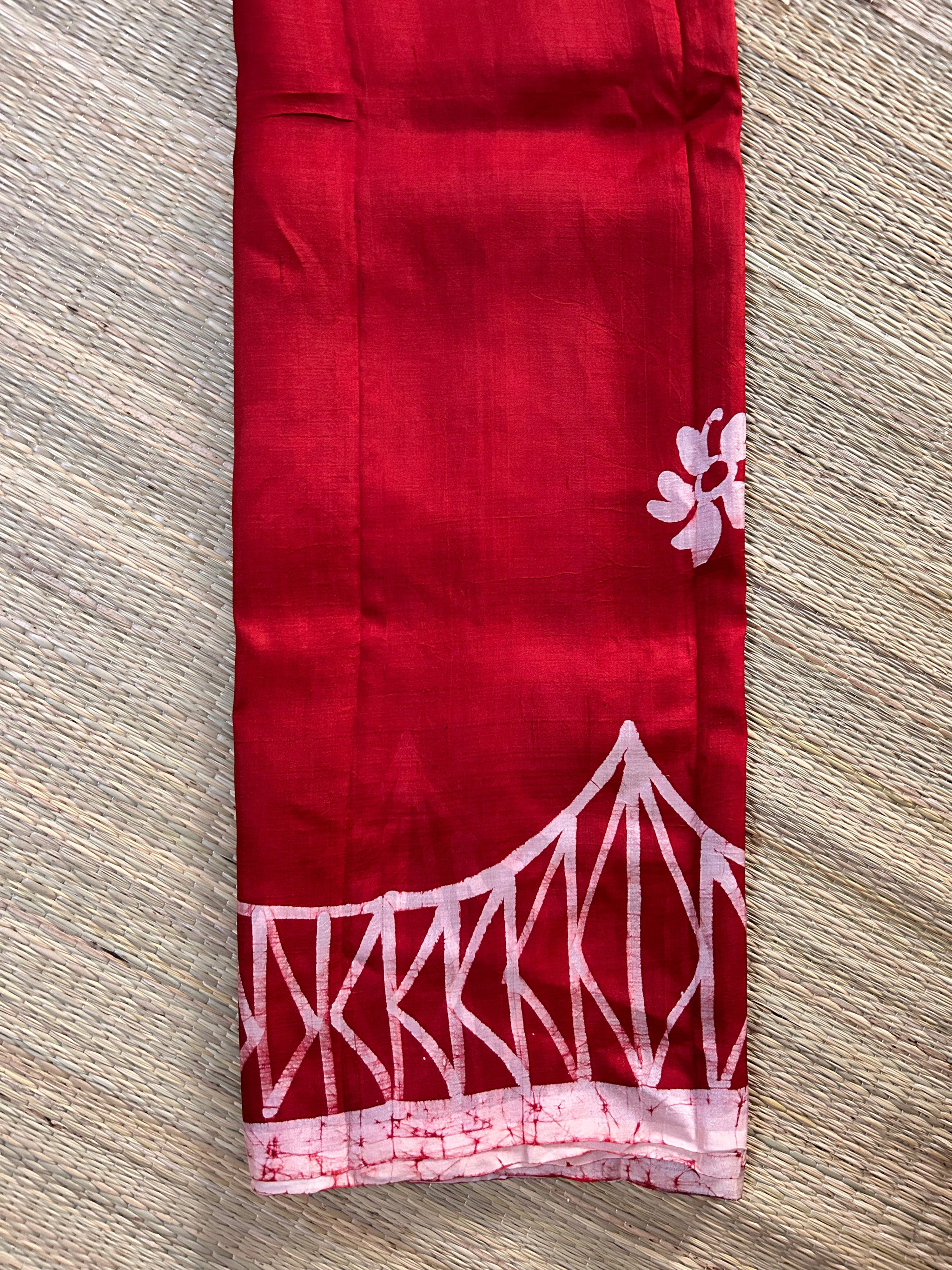 Red & White Bishnupuri Silk Saree
